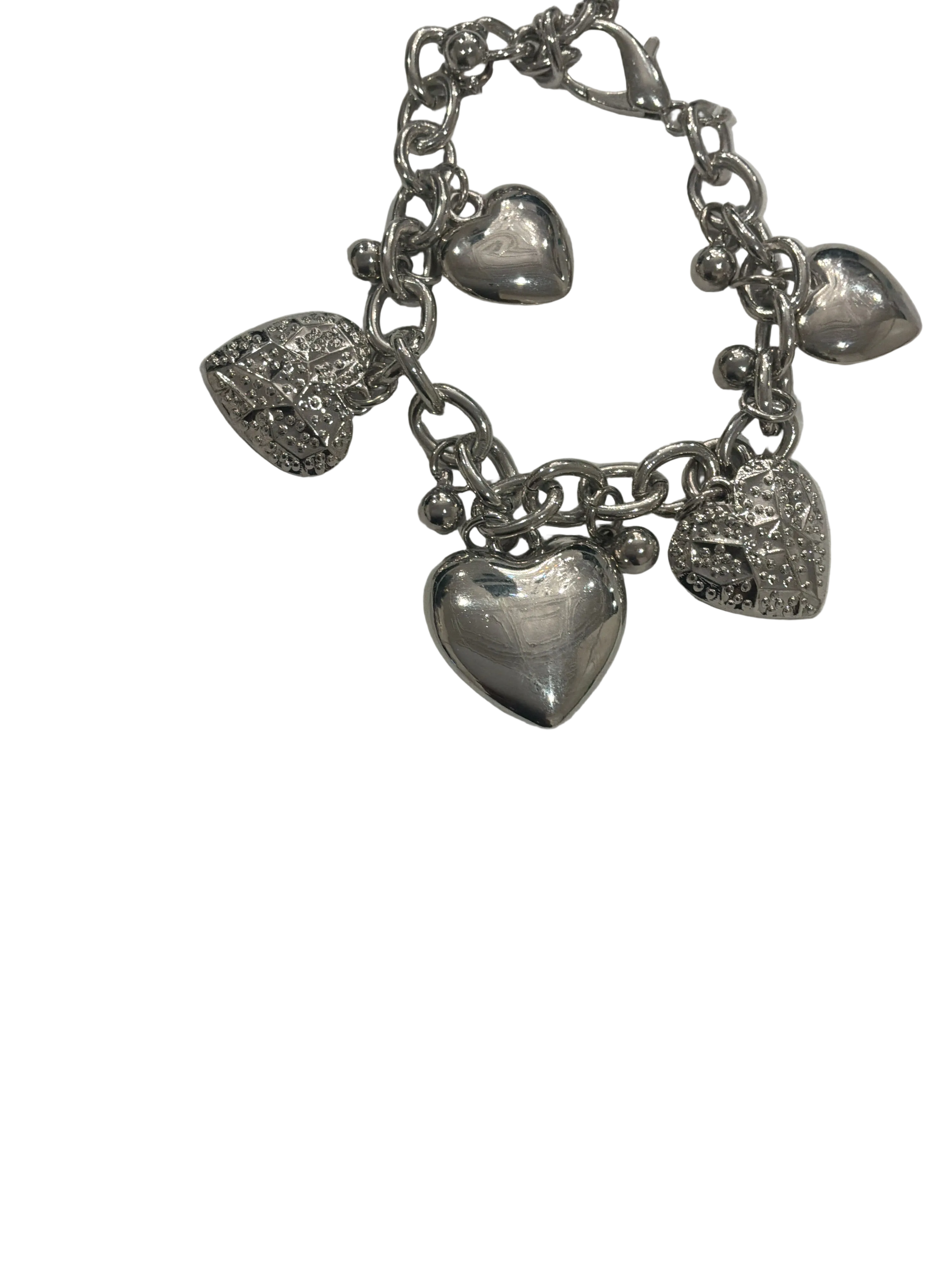 PH SILVER TONE HEART CHARM BRACELET