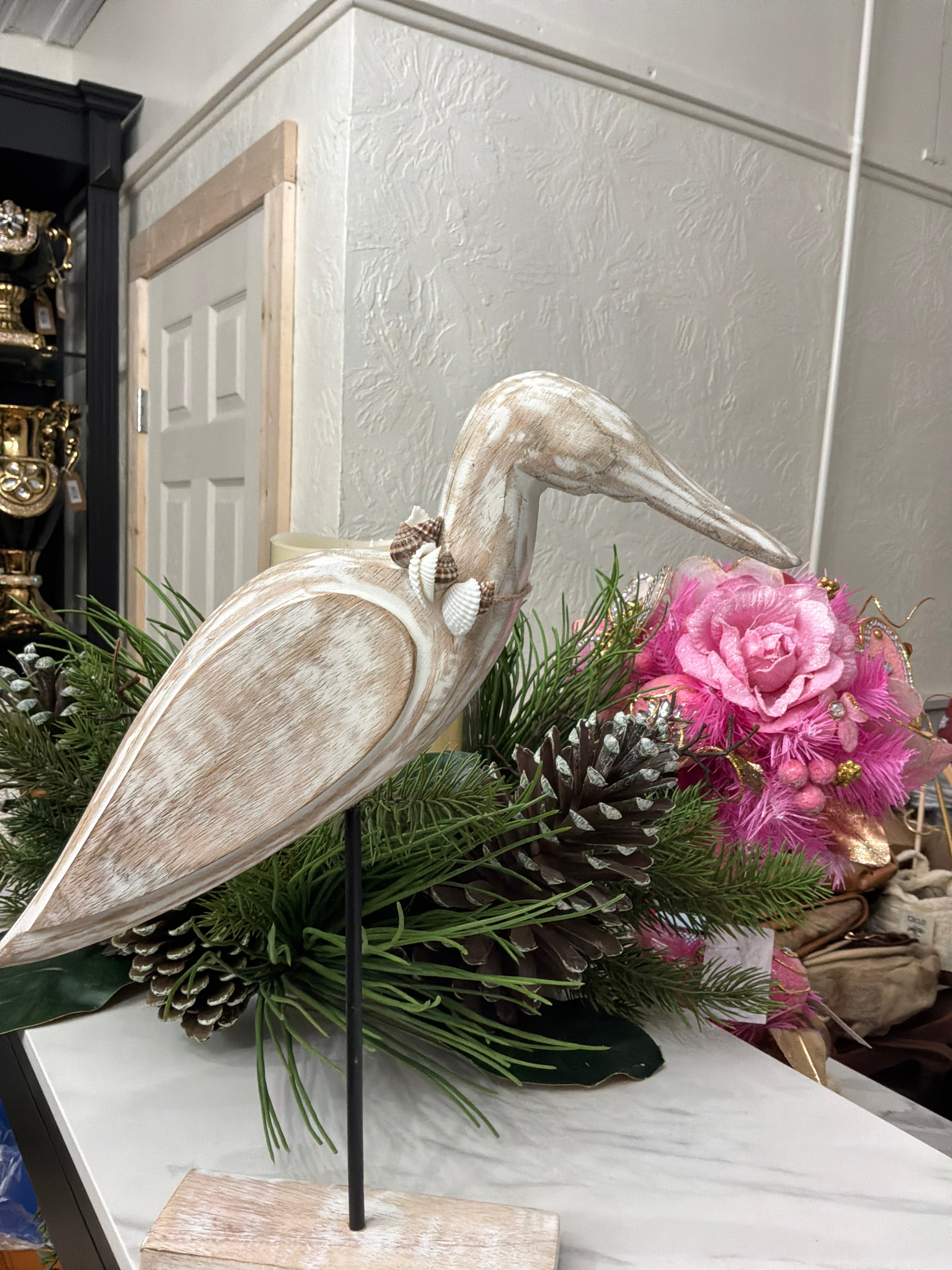 13' WOOD STANDING SEABIRD ON BASE