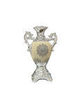 VASE CHROME HANDLES W/WHITE  GLITTER-FLW