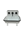 METAL SINK SOAP DISH W/FAUCET, WHITE & BLACK
