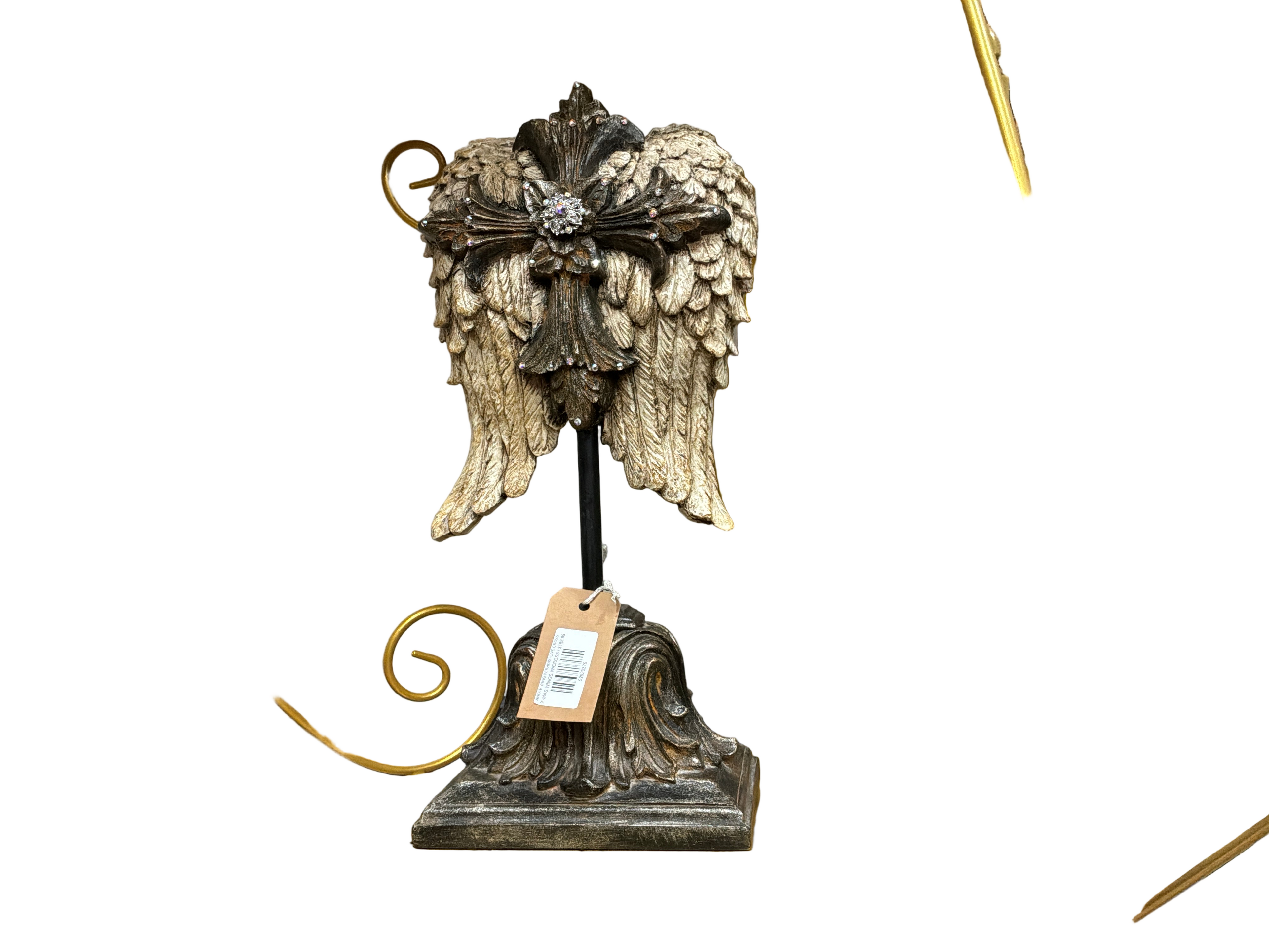 ANGLE WING W/RHINSTONE CROSS