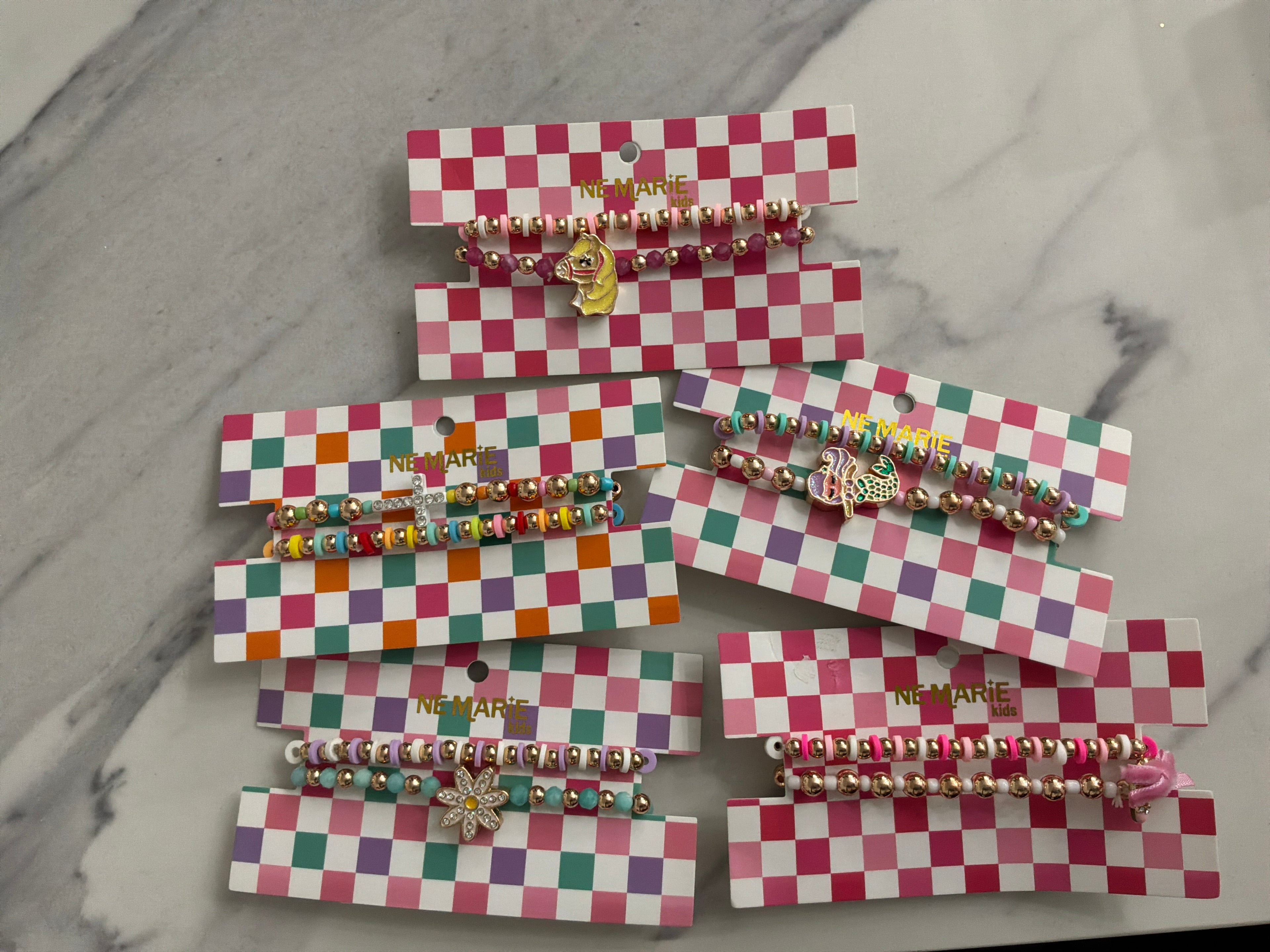 KIDS'S BRACELETS (2)ROW BEADS-ASSORTED
