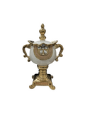 VASE W/LID WH/GD