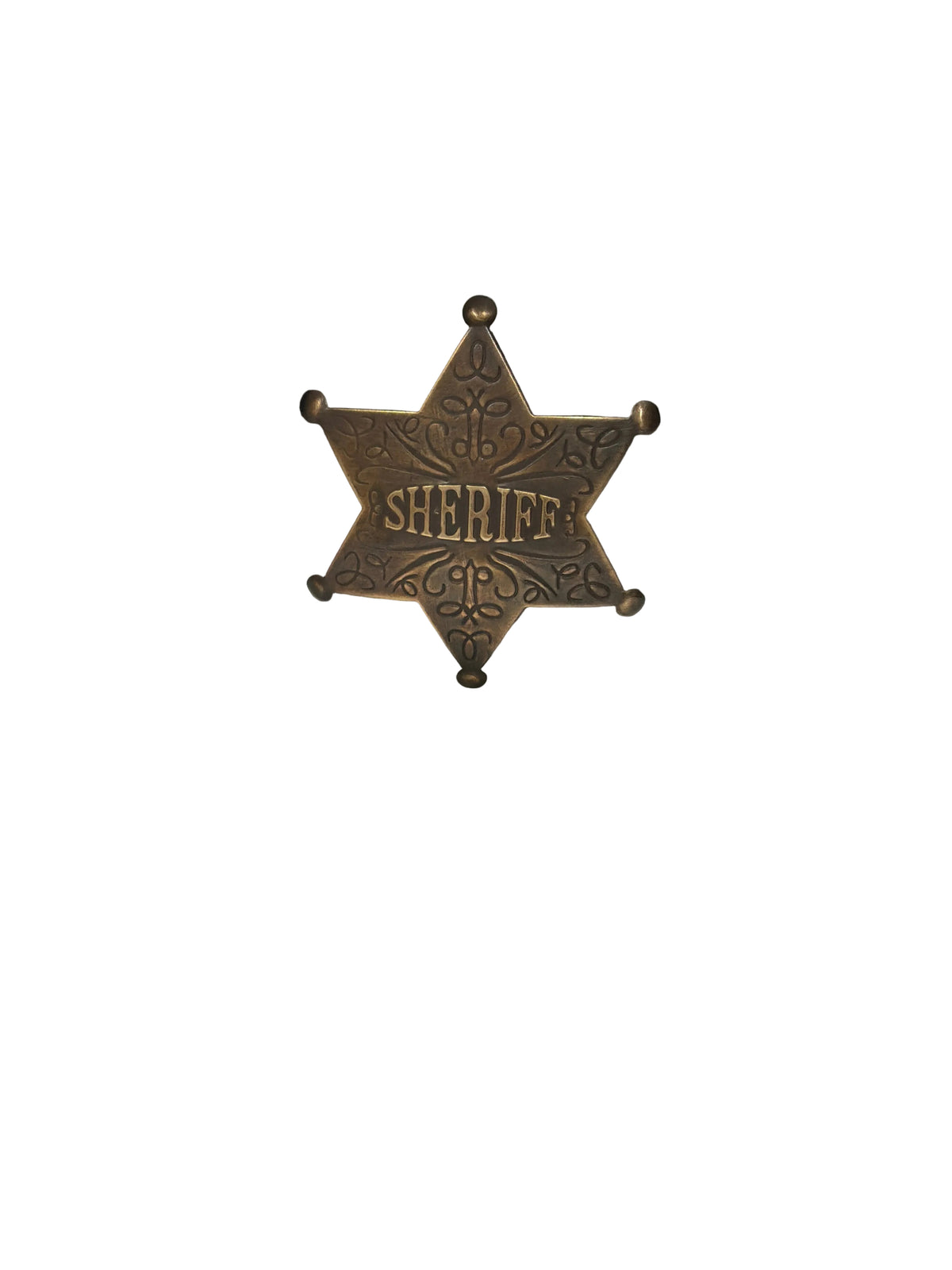 SHERIFF SIX POINTED STAR ANTIQUE BRONZE BADGE