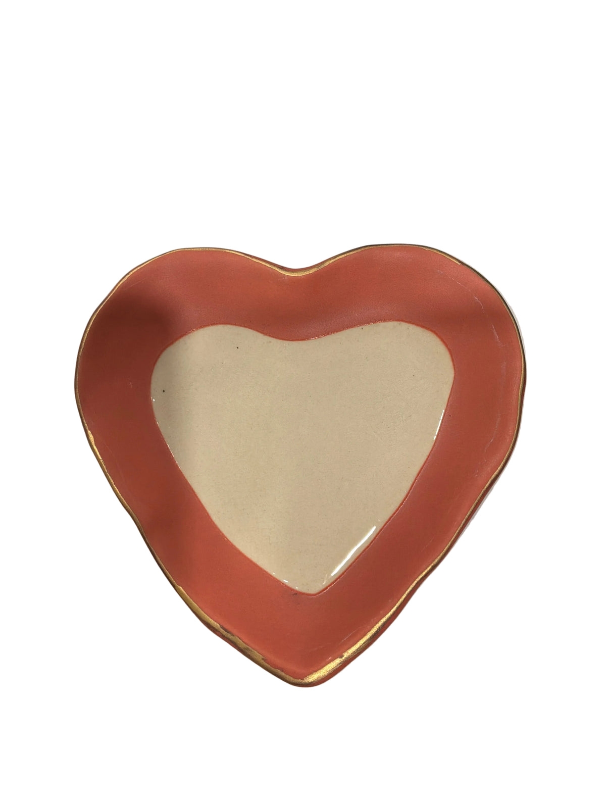 LARGE STONEWARE HEART DISH W/GOLD EDGE HAND WASH ONLY