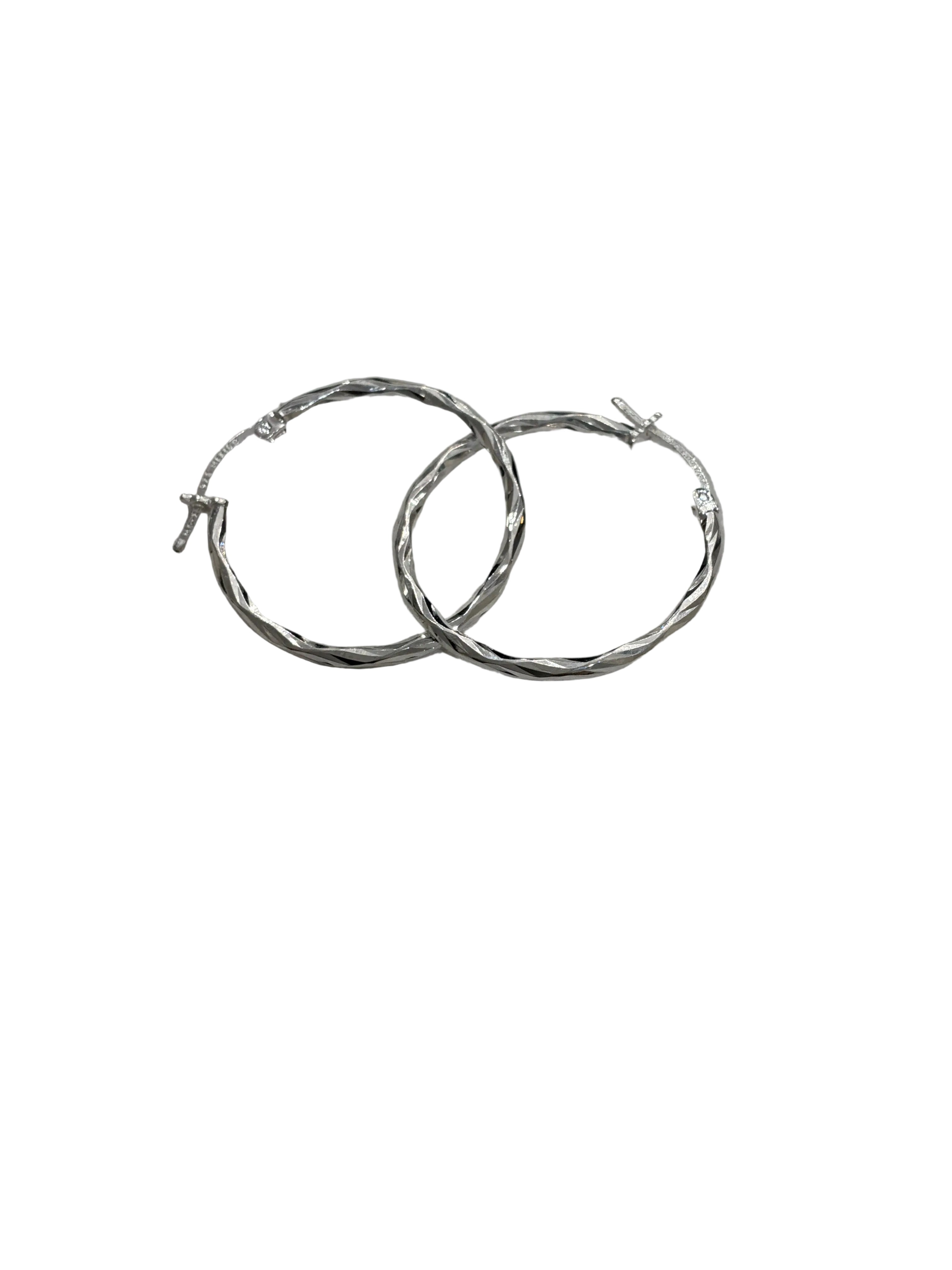 STERLING SILVER TWIST HOOP EARRINGS 25MM
