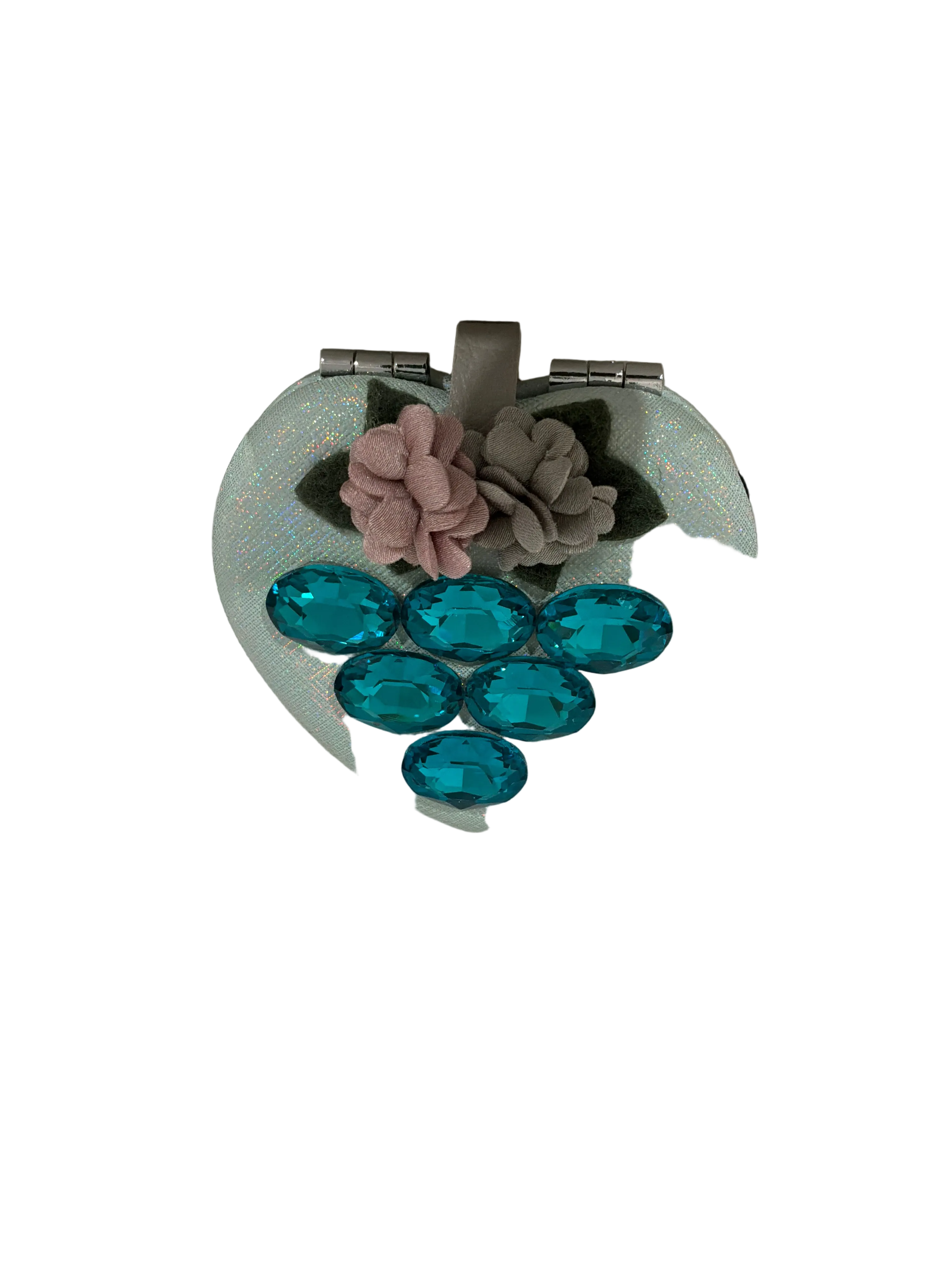 BRANGIO LUXURY CRYSTAL FLOWER PURSE MAKEUP MIRROR