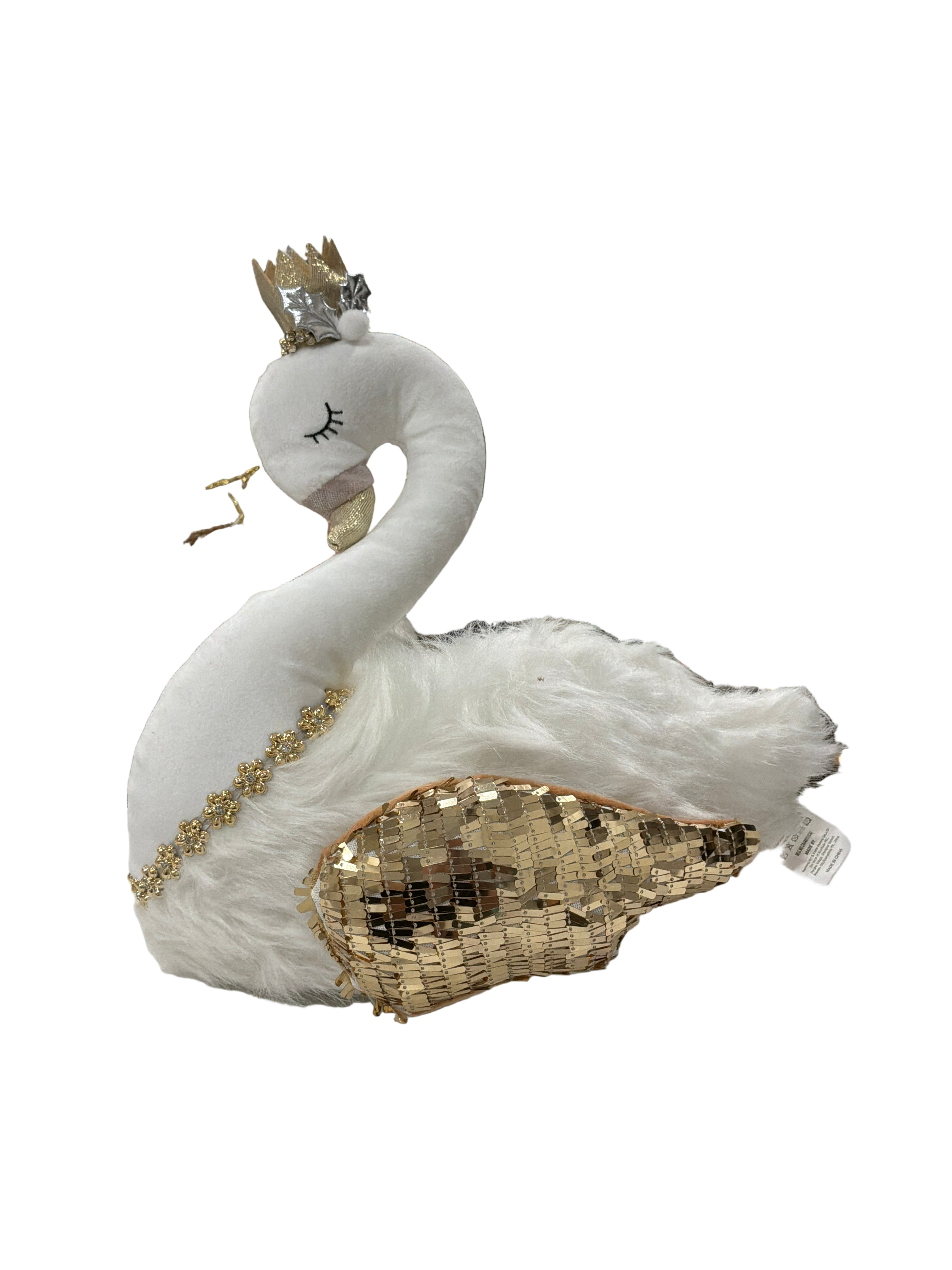 WHITE CHRISTMAS SWAN W/ CROWN