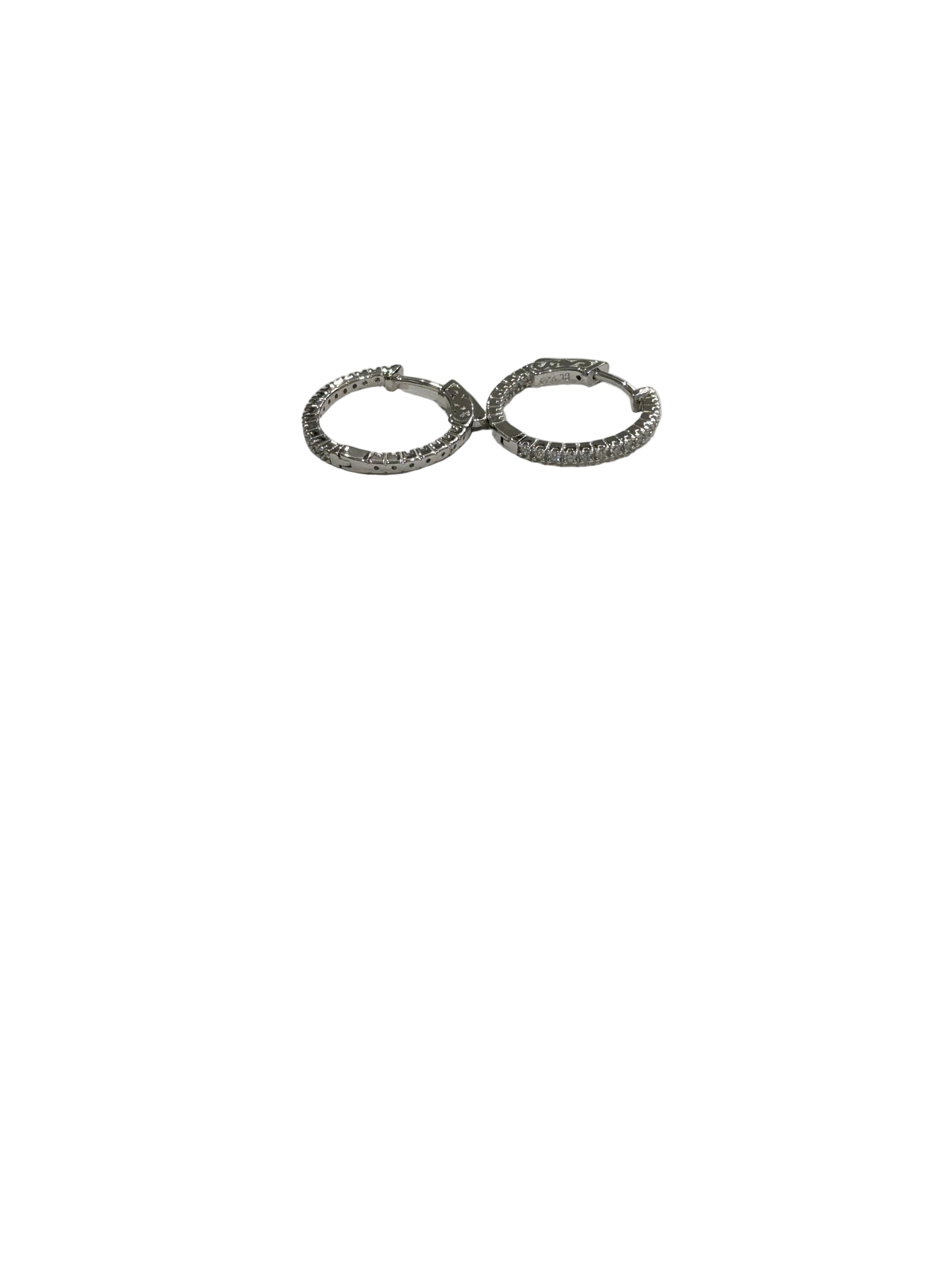 SCHANDRA SM STERLING SILVER HOOP W/STONES ON EDGE