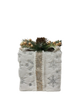 MEDIUM CHRISTMAS GIFT BOX W/ GOLD RIBBON/SNOWFLAKE