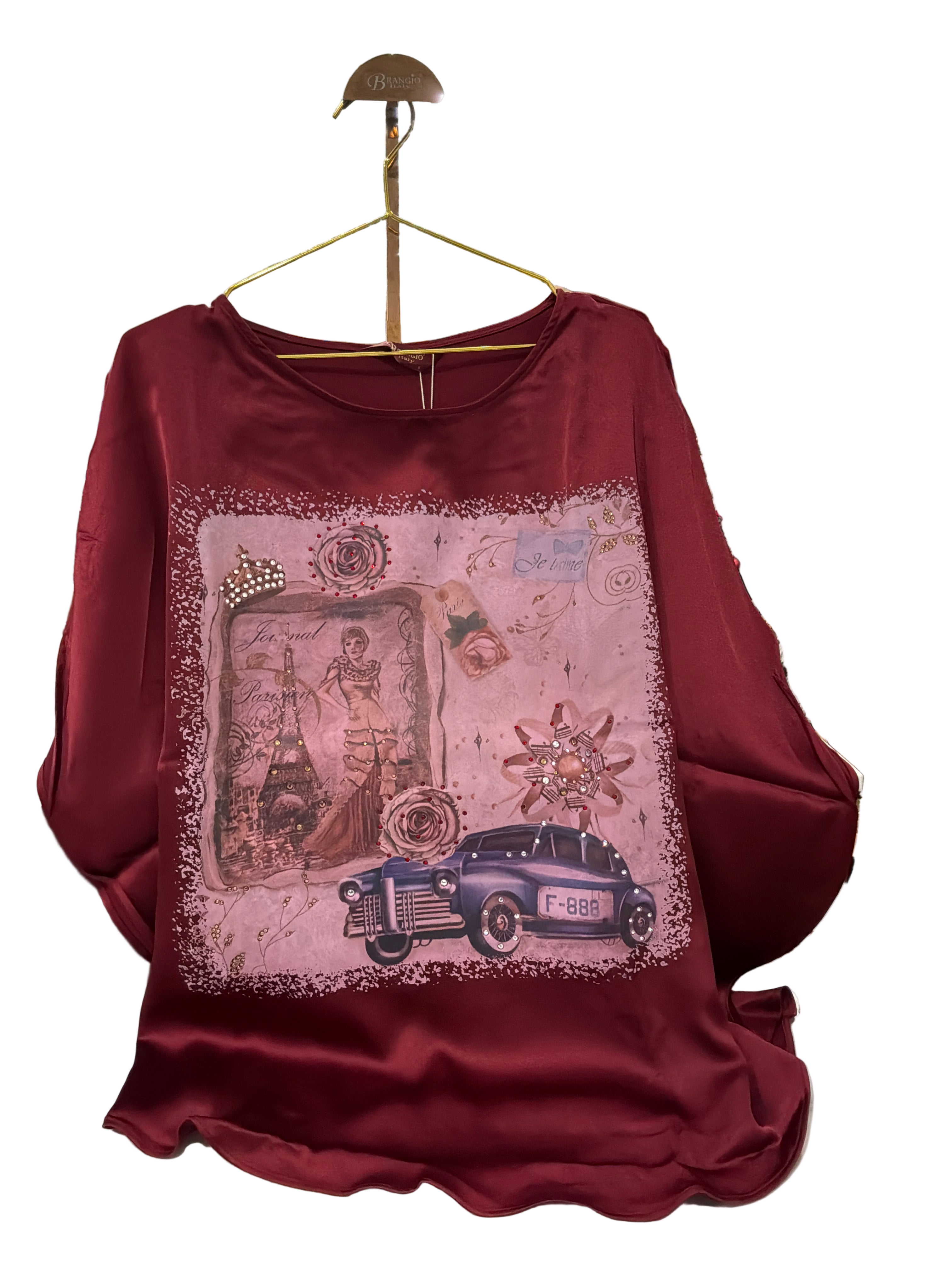 BRANGIO VINTAGE PARISIAN BLOUSE/TOP BURGANDY