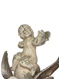 SITTING CUPID ANGEL CREAM W/GREEN WEATHERED