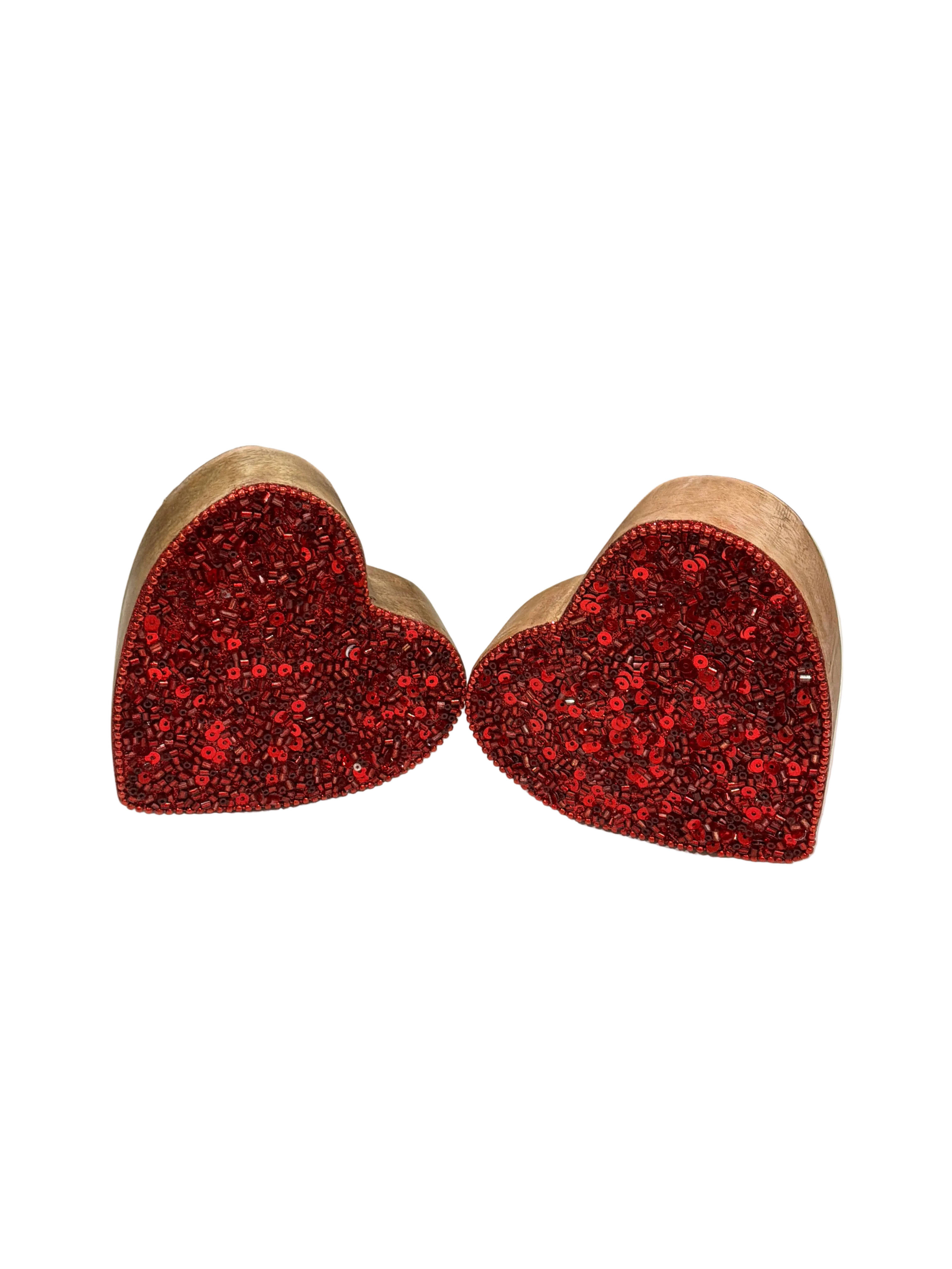 SMALL WOOD VALENTINE HEART W/ RED BEADS
