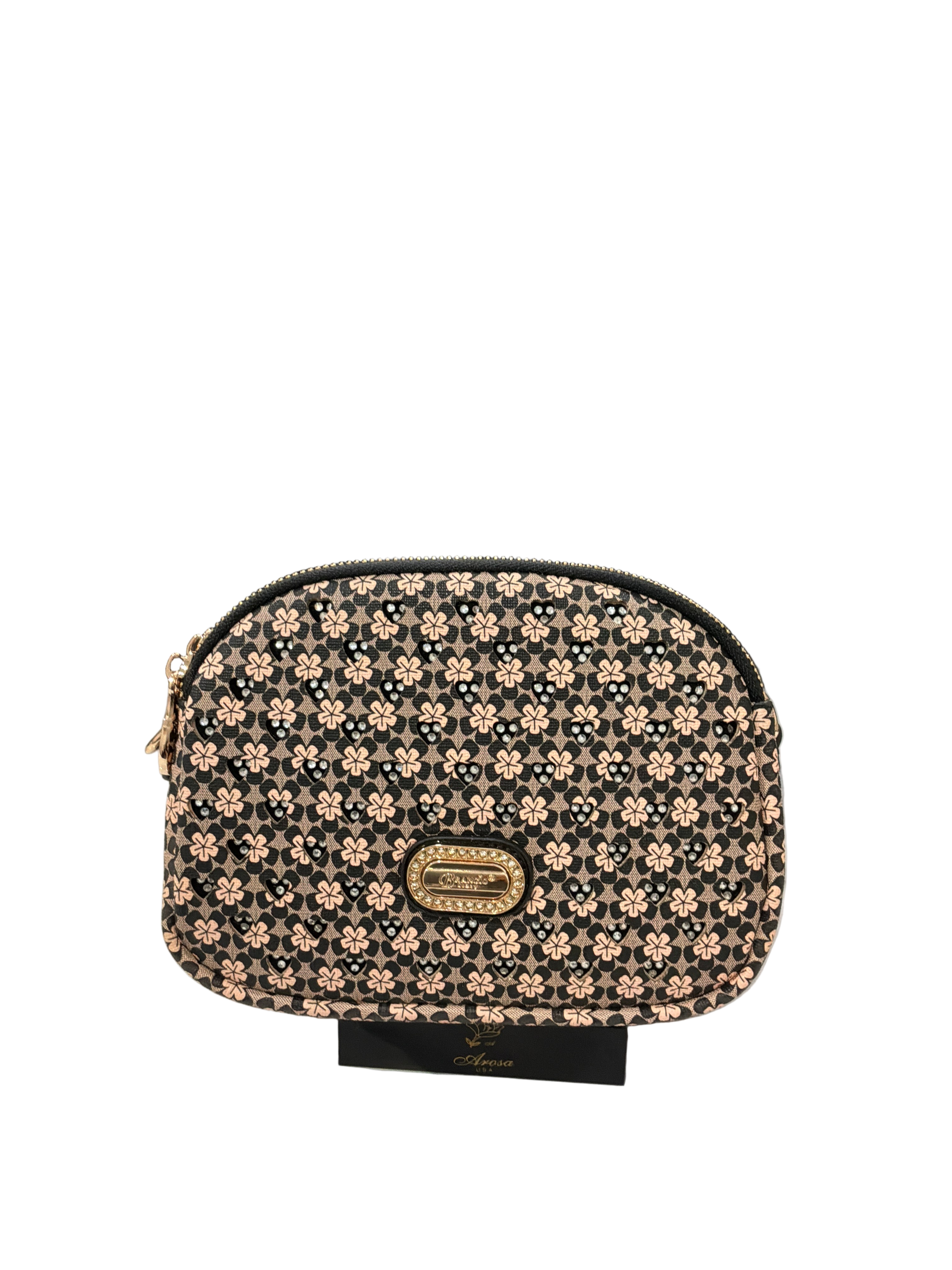 BRANGIO FLORAL PATTERNED 3-ZIP AROUND BLACK