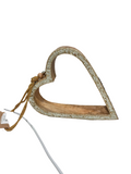 WOOD HEART VALENTINE WHITE BEADS ORNAMENT