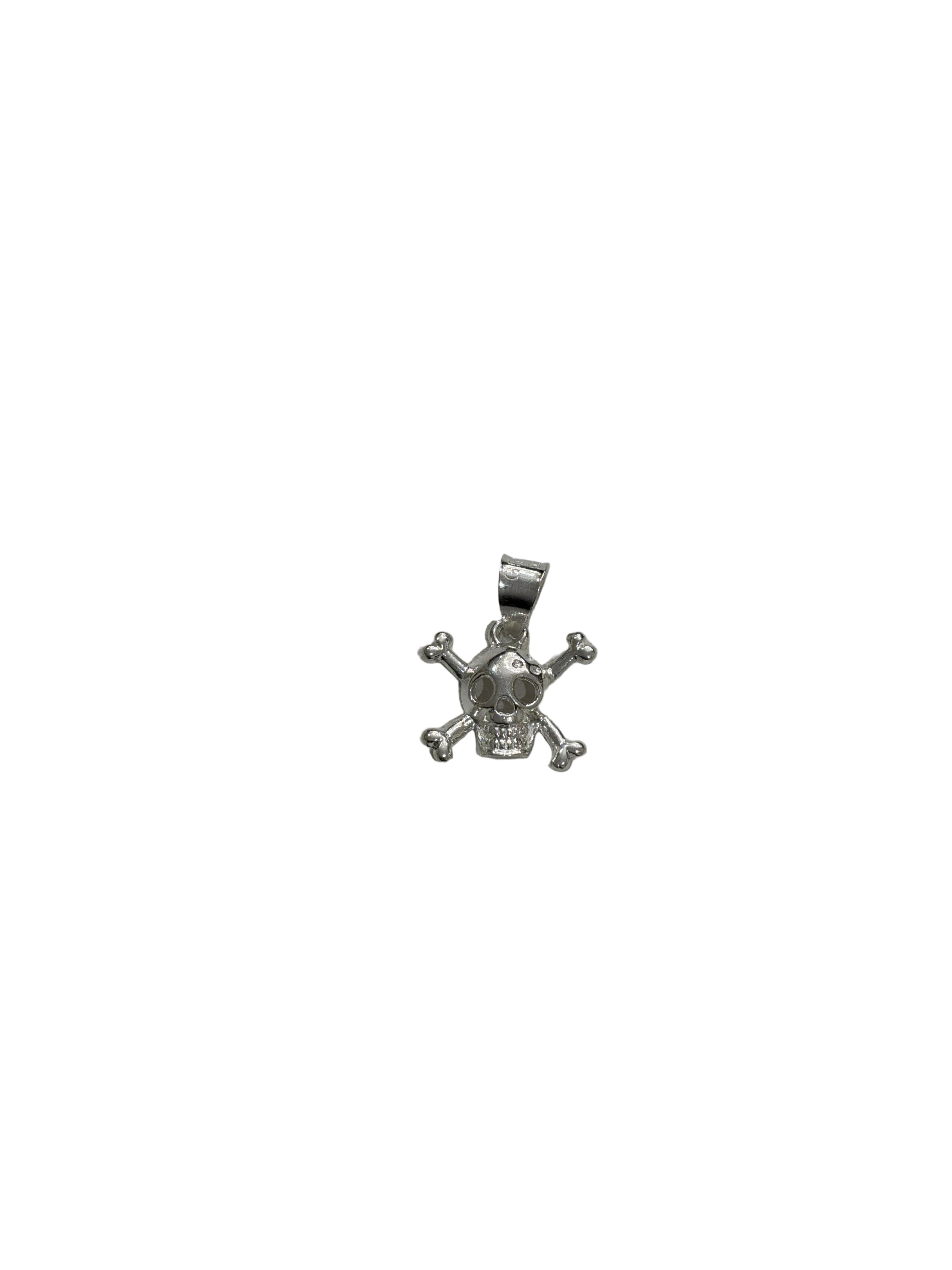 STERLING SILVER SKULL W/BONES CHARM
