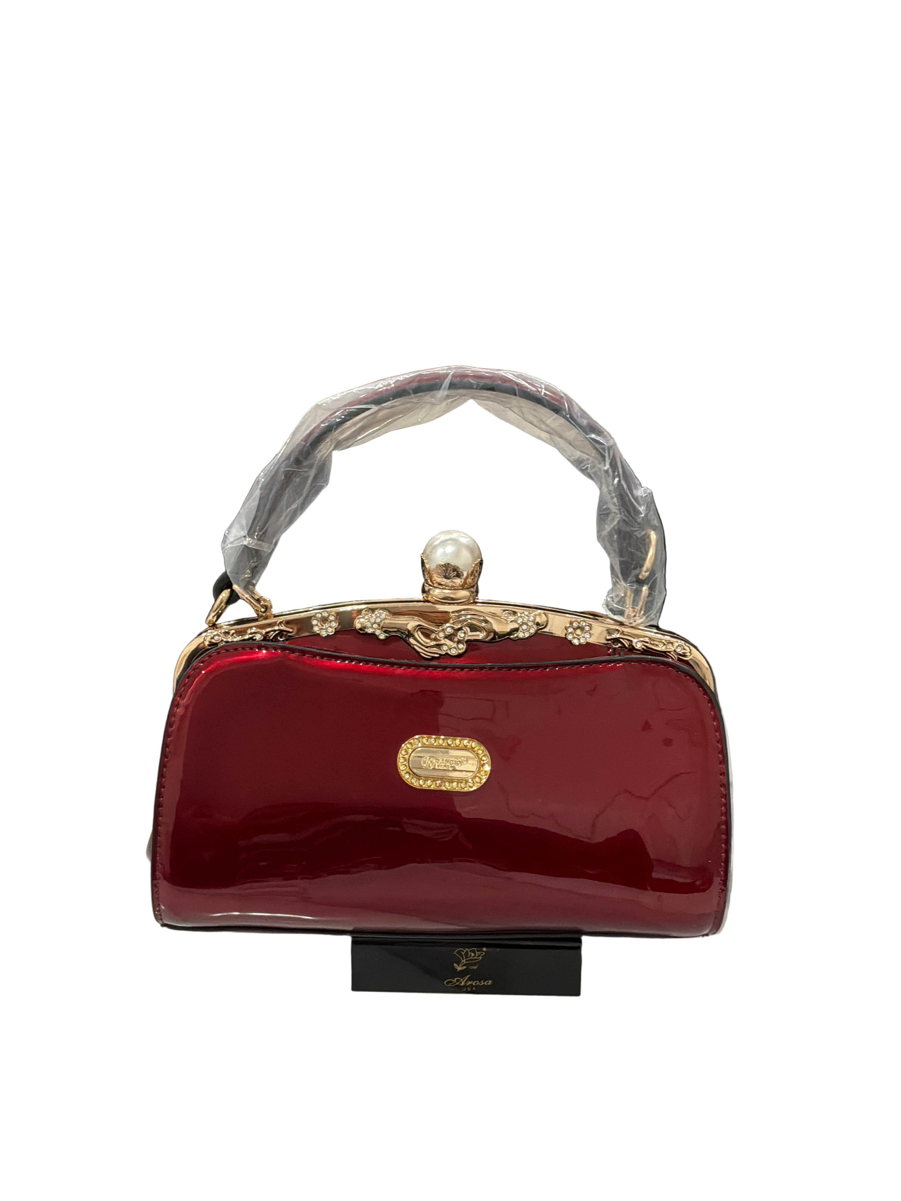 BRANGIO RED CLUTCH PEARL KISS LOCK