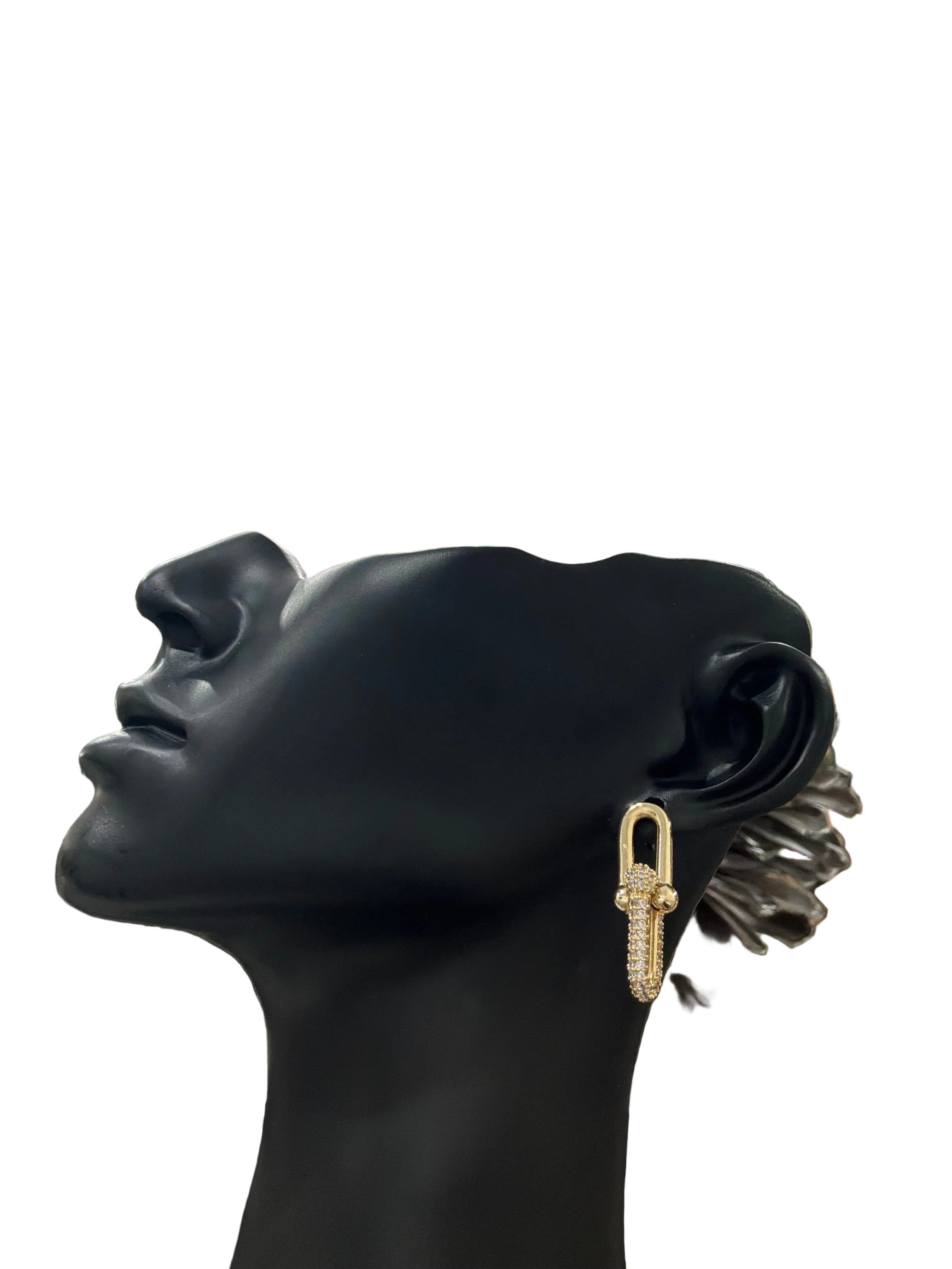 SCHANDRA-GOLD PAPERCLIP  W/CZ EARRINGS