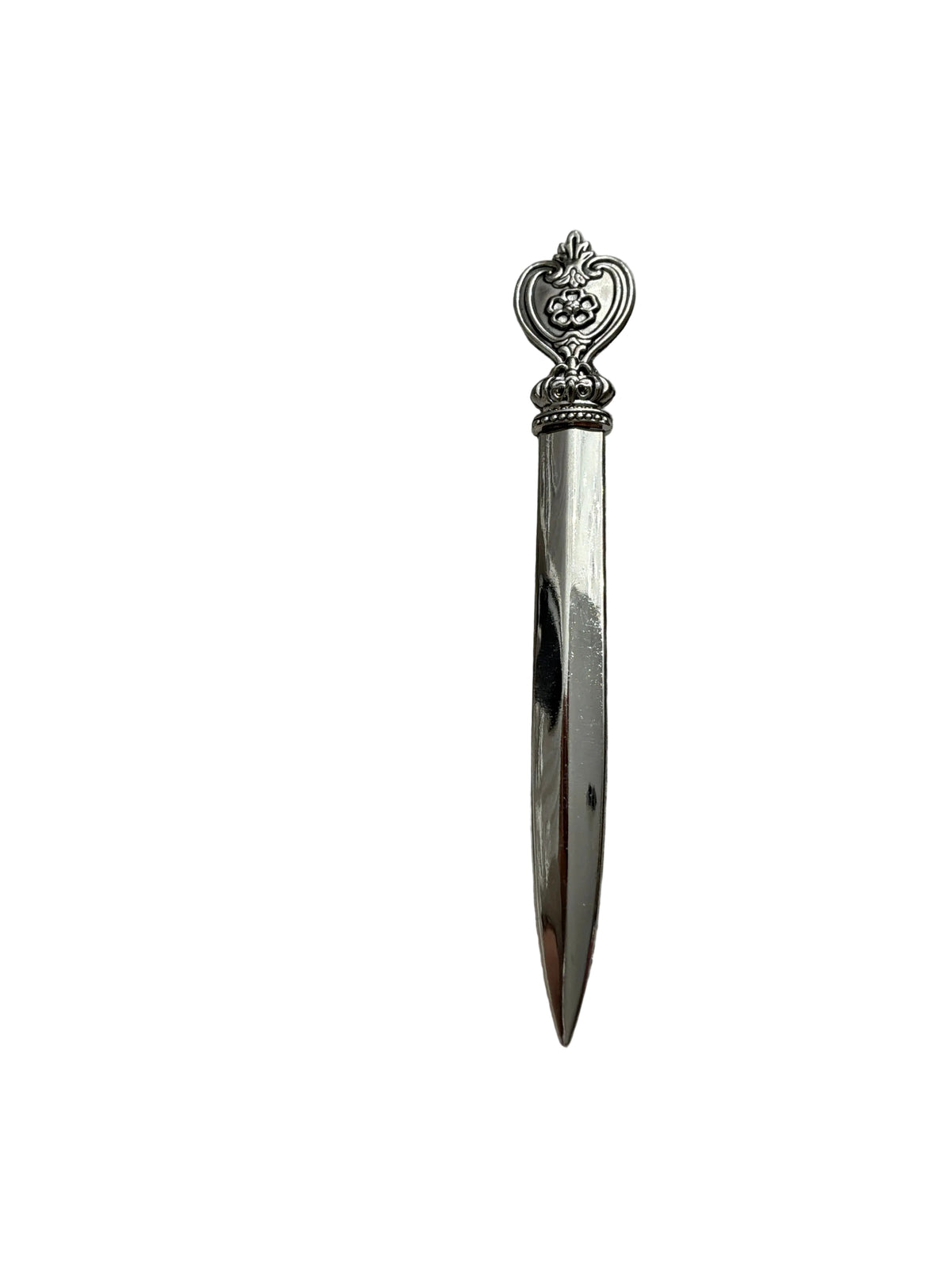 SILVER VINTAGE METAL LETTER OPENERS HEART & FLORAL SCROLL