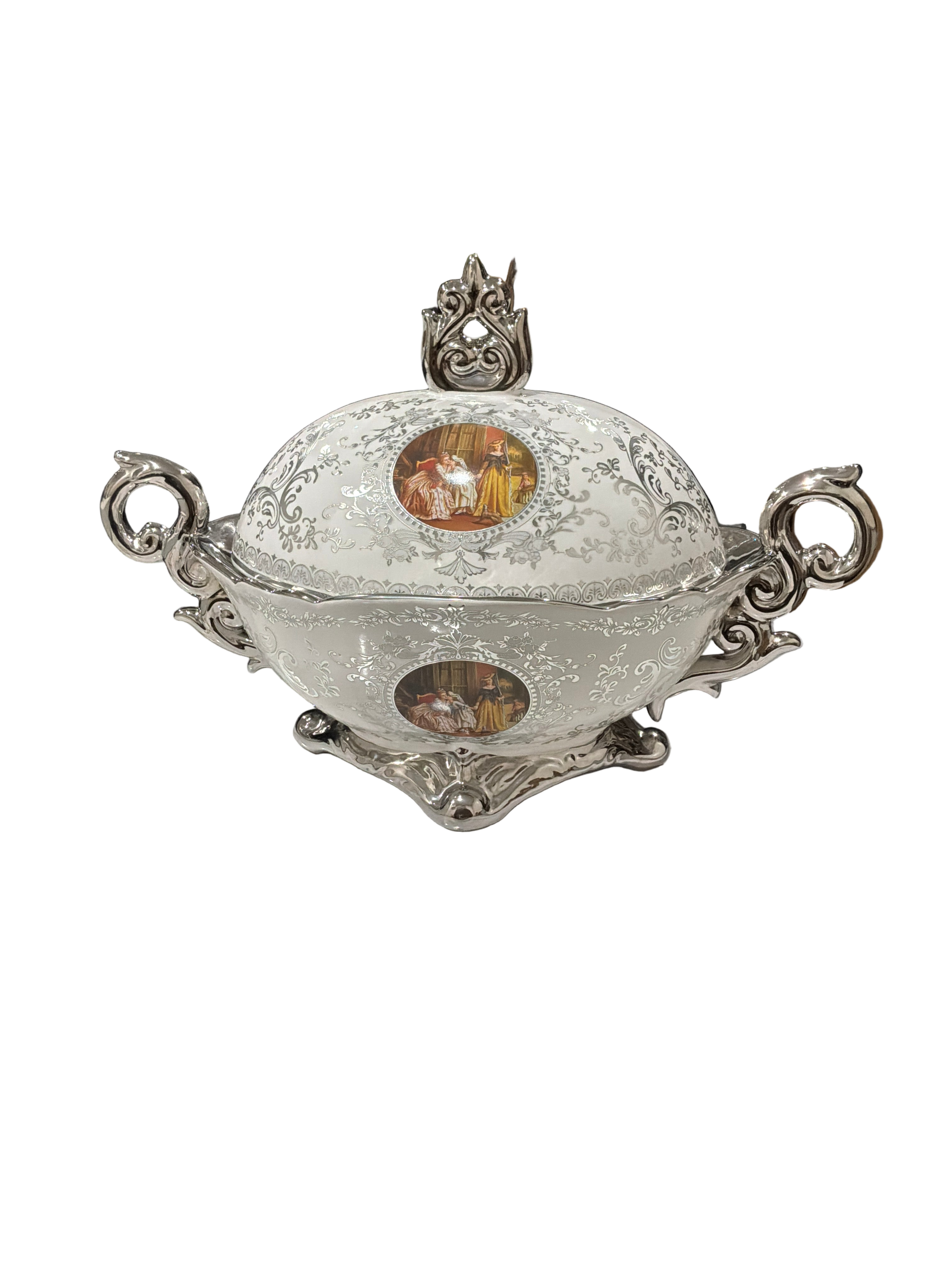 VASE/SERVER WH/CHROME LADY MAID