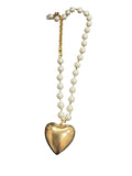 GOLD HEART & PEARL NECKLACE