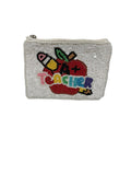 TEACHER WHITE SEQUENCE & BEADED COIN POUCH