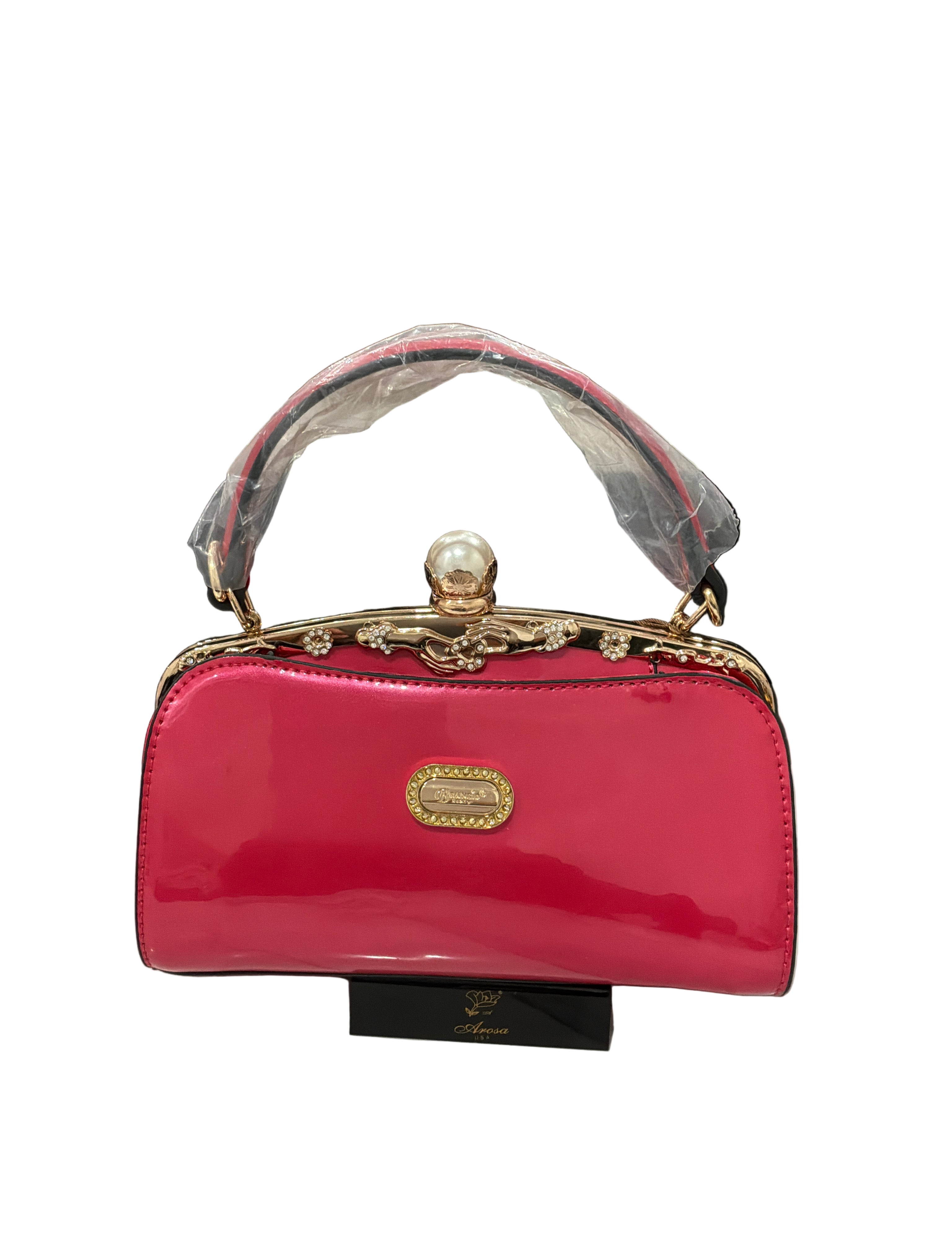 BRANGIO ELEGANCE CLUTCH ROSE W/PEARL