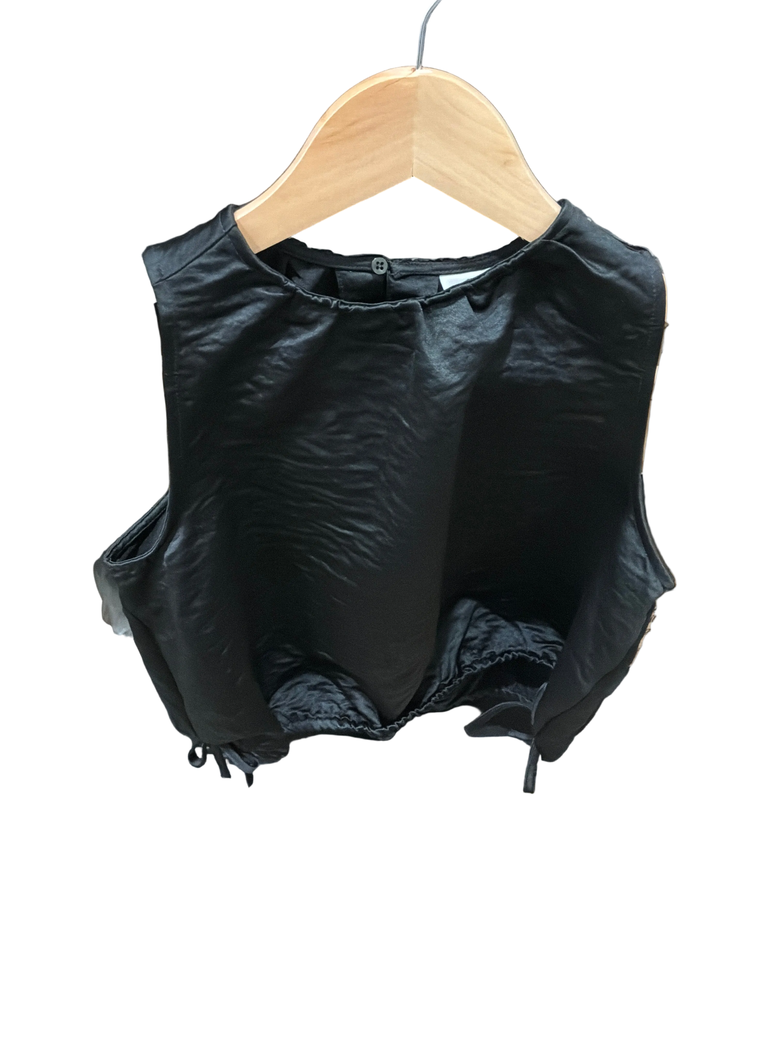 CUTOFF BLOUSE W/ BOTTOM BOWS