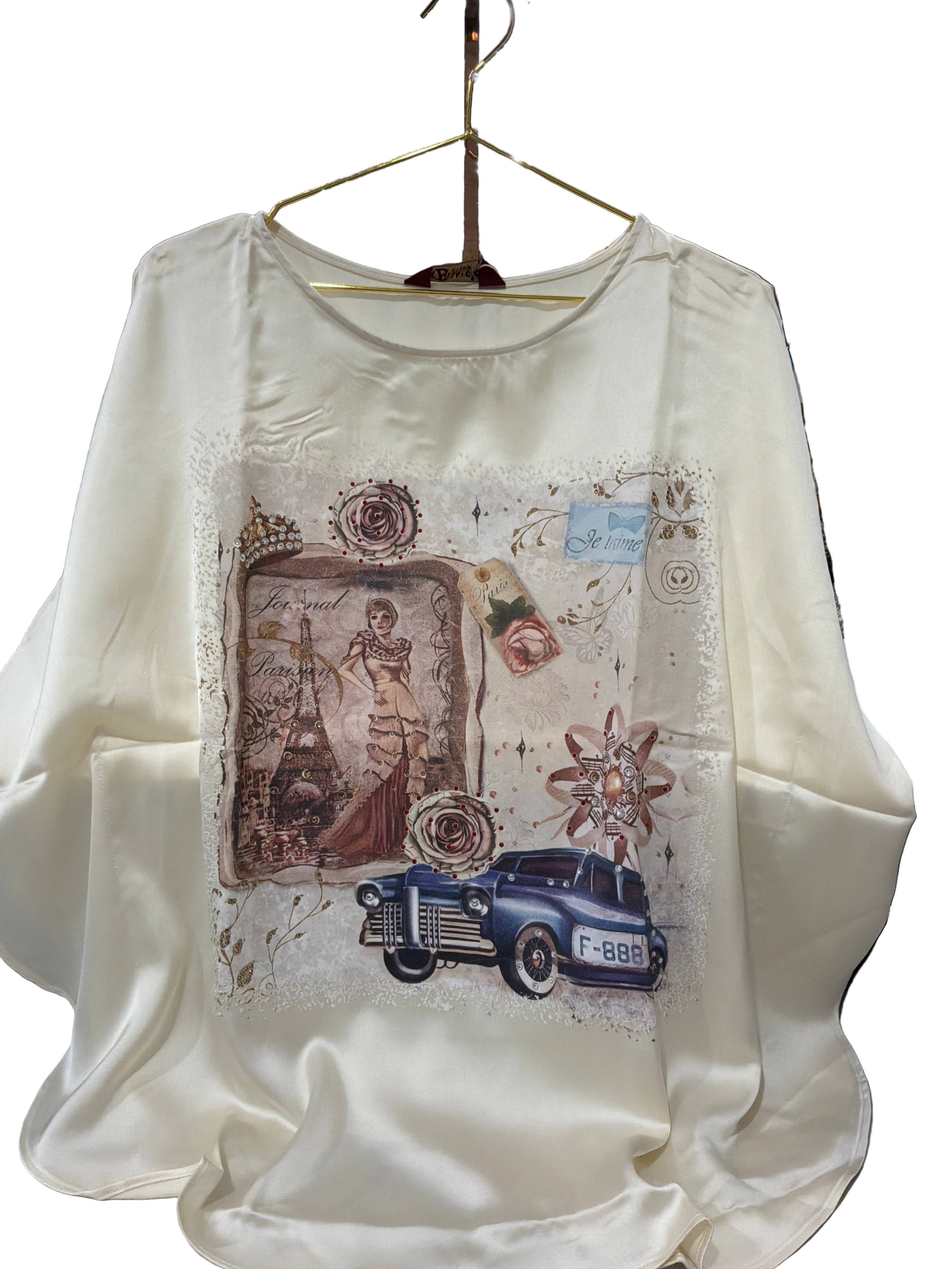 BRANGIO VINTAGE PARISIAN BLOUSE/TOP PEARL WH