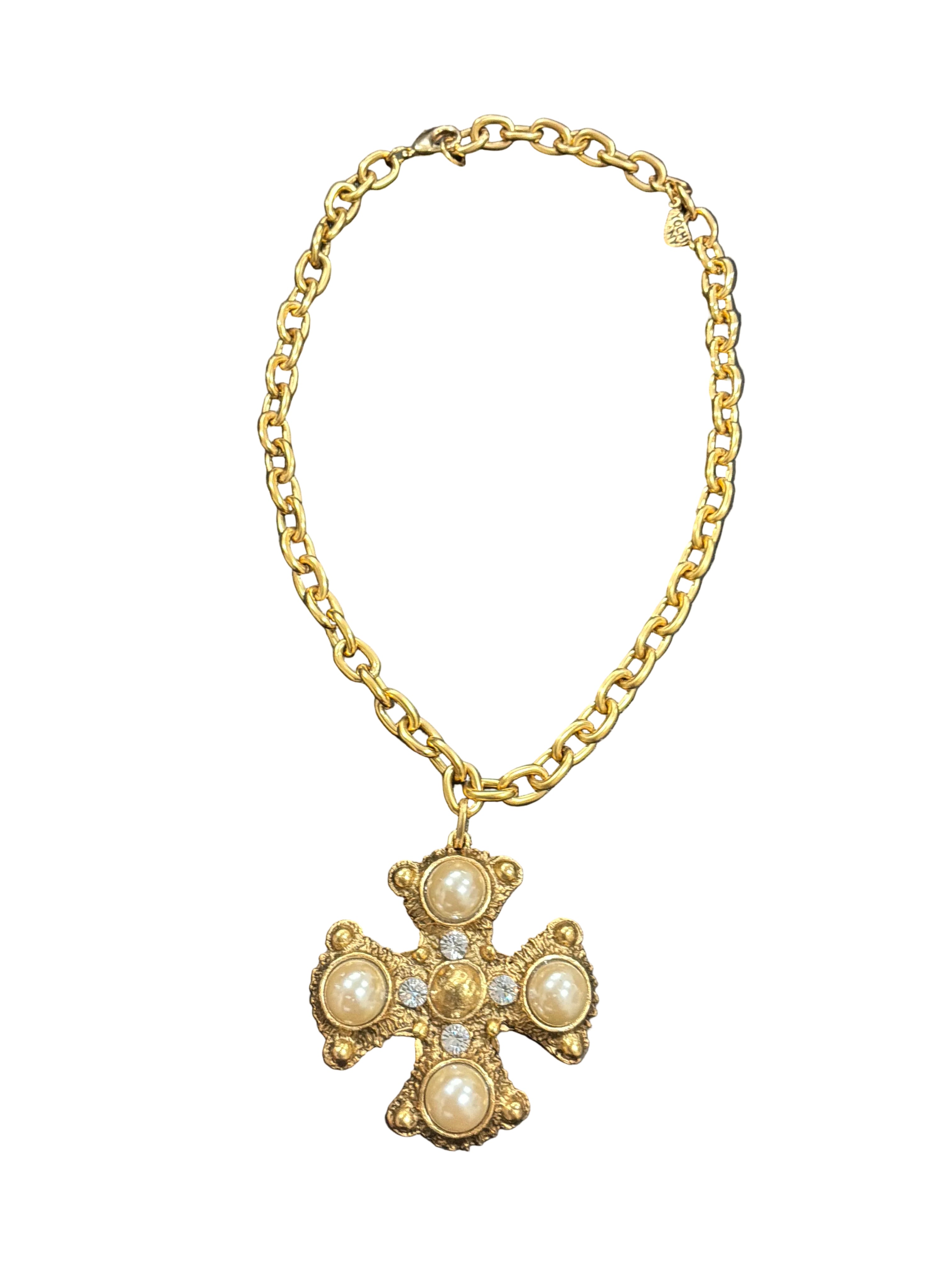 THE JOSEPHINE CROSS PEARL NECKLACE