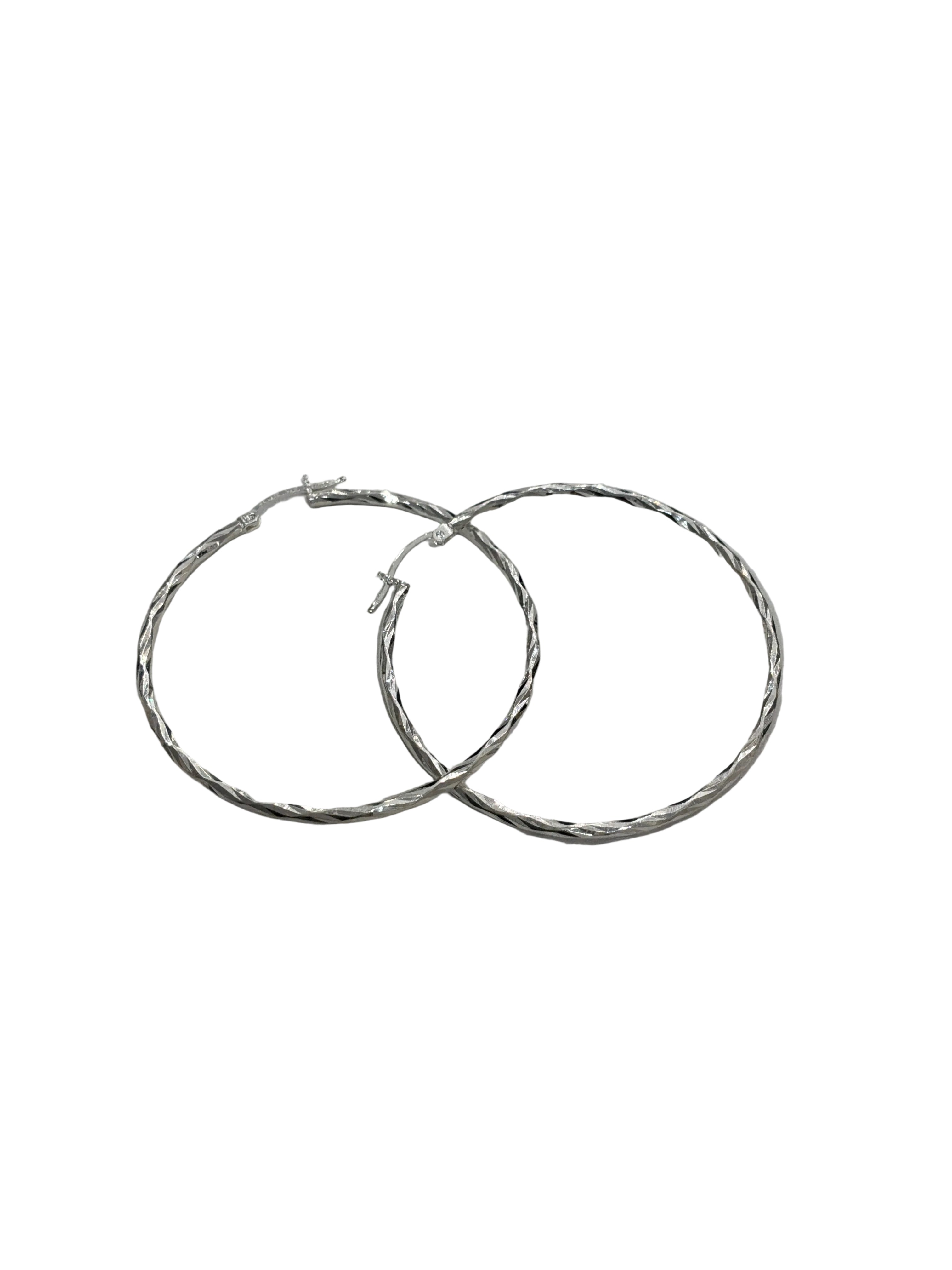STERLING SILVER TWIST HOOP EARRINGS