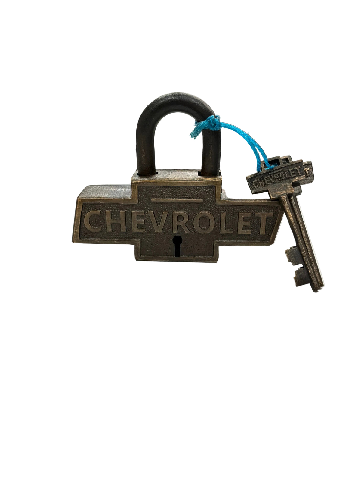 CHEVROLET BRASS PADLOCK VINTAGE W/MATCHING KEYS