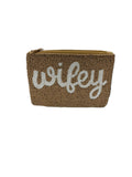 WIFEY GOLD SEED BEADED COIN PURSE