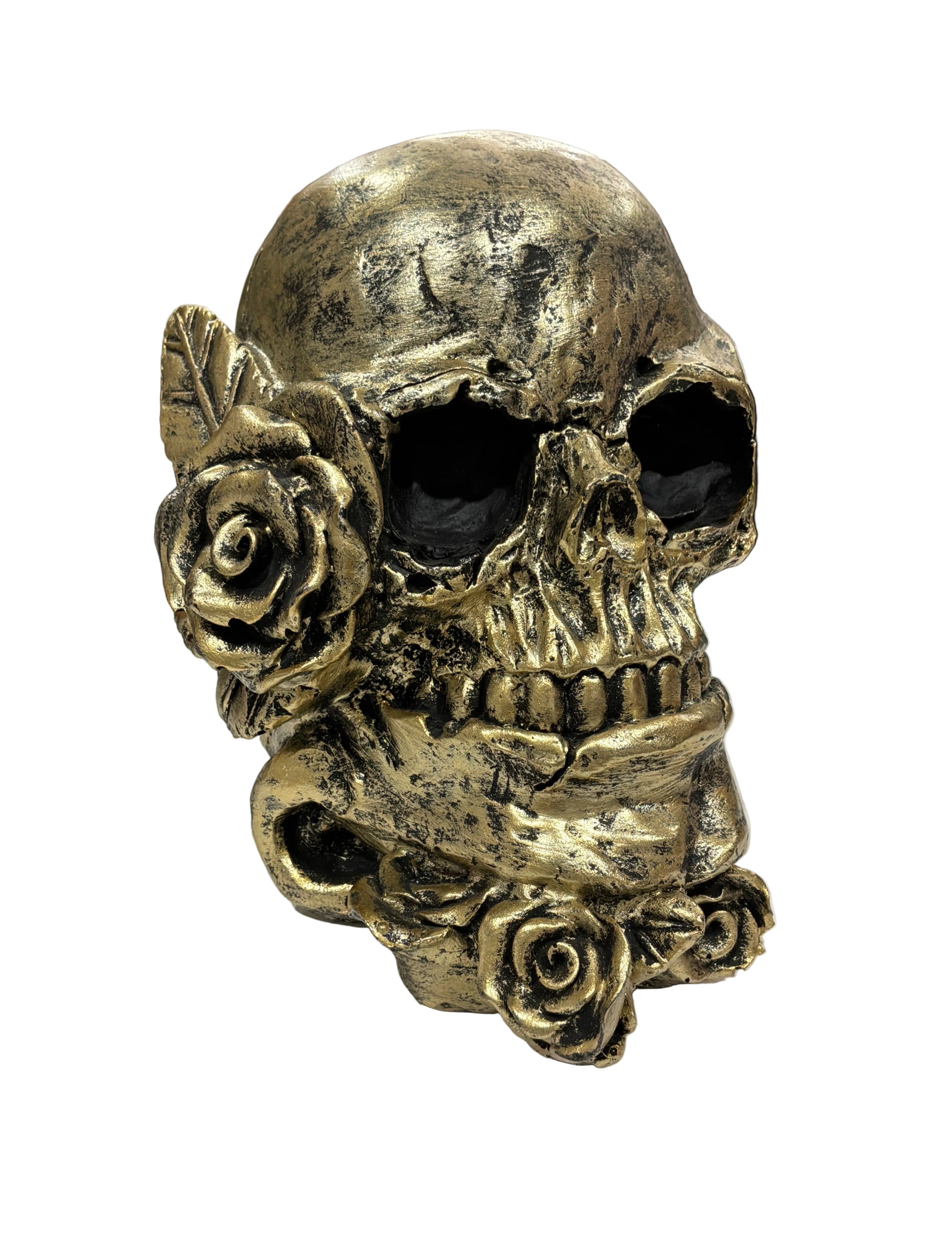 GOLD DECORATIVE FLORAL SKULL