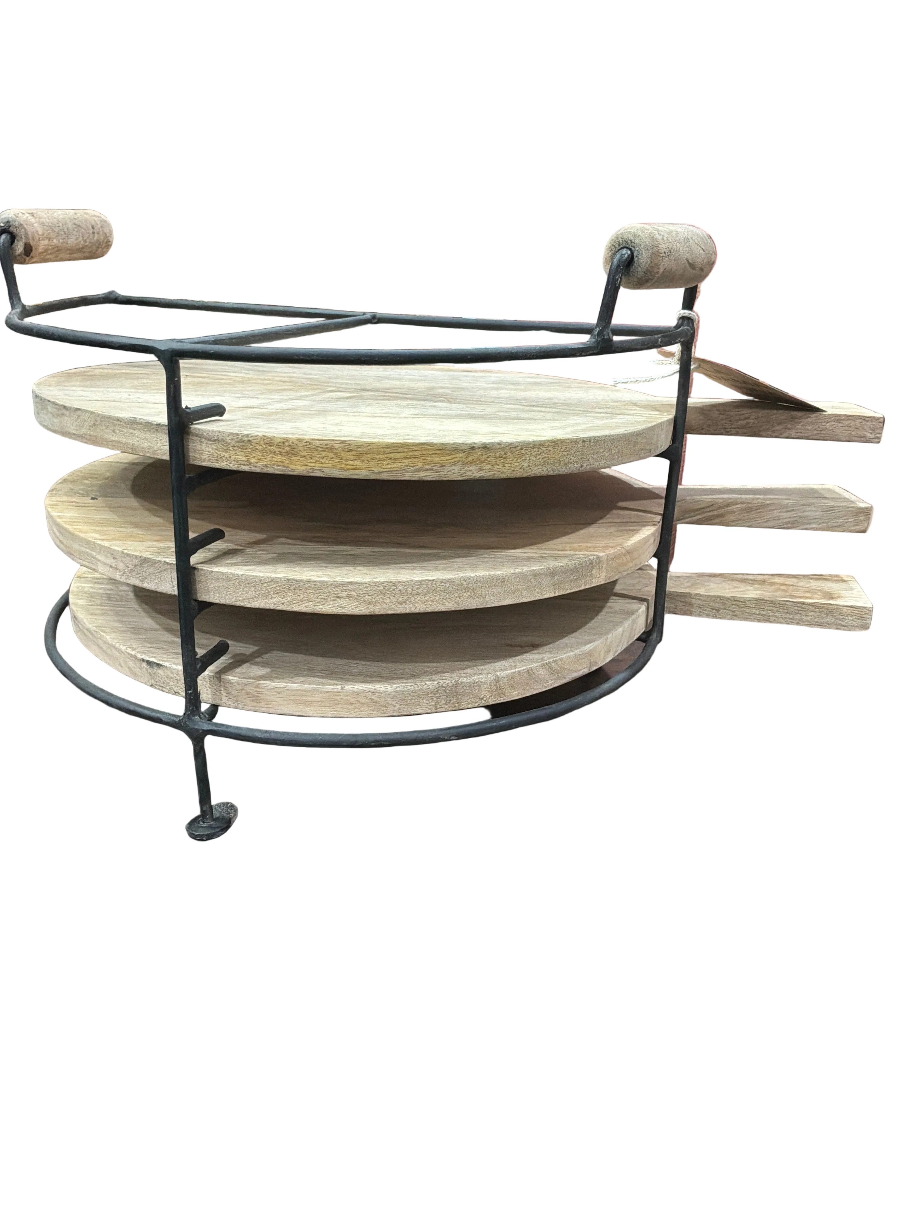 Set Of Three Cutting Boards with Metal Stand