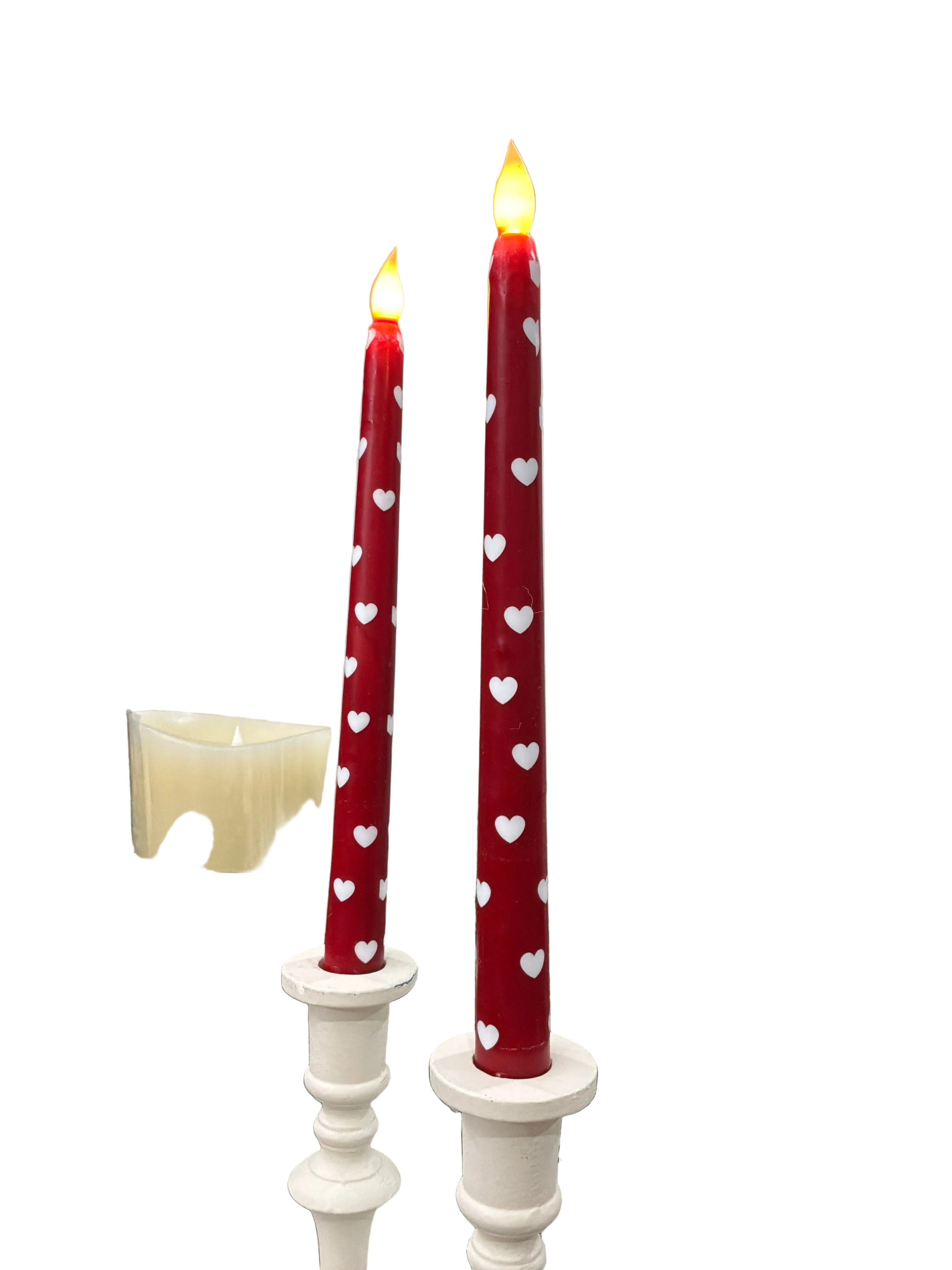 11' FLAMELESS LED TAPER HEART CANDLES