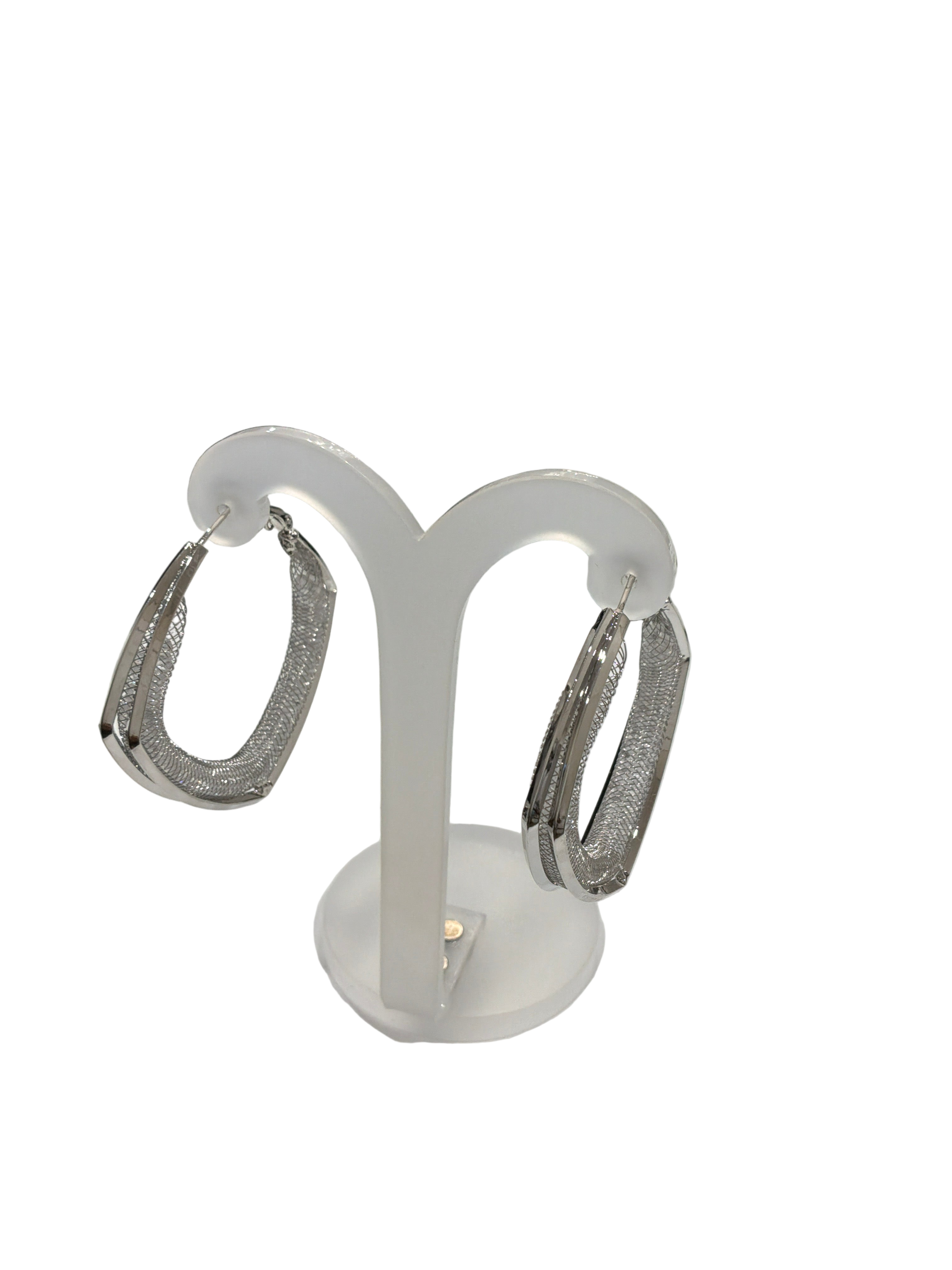 SCHANDRA- SILVER DIAMOND HOOPS