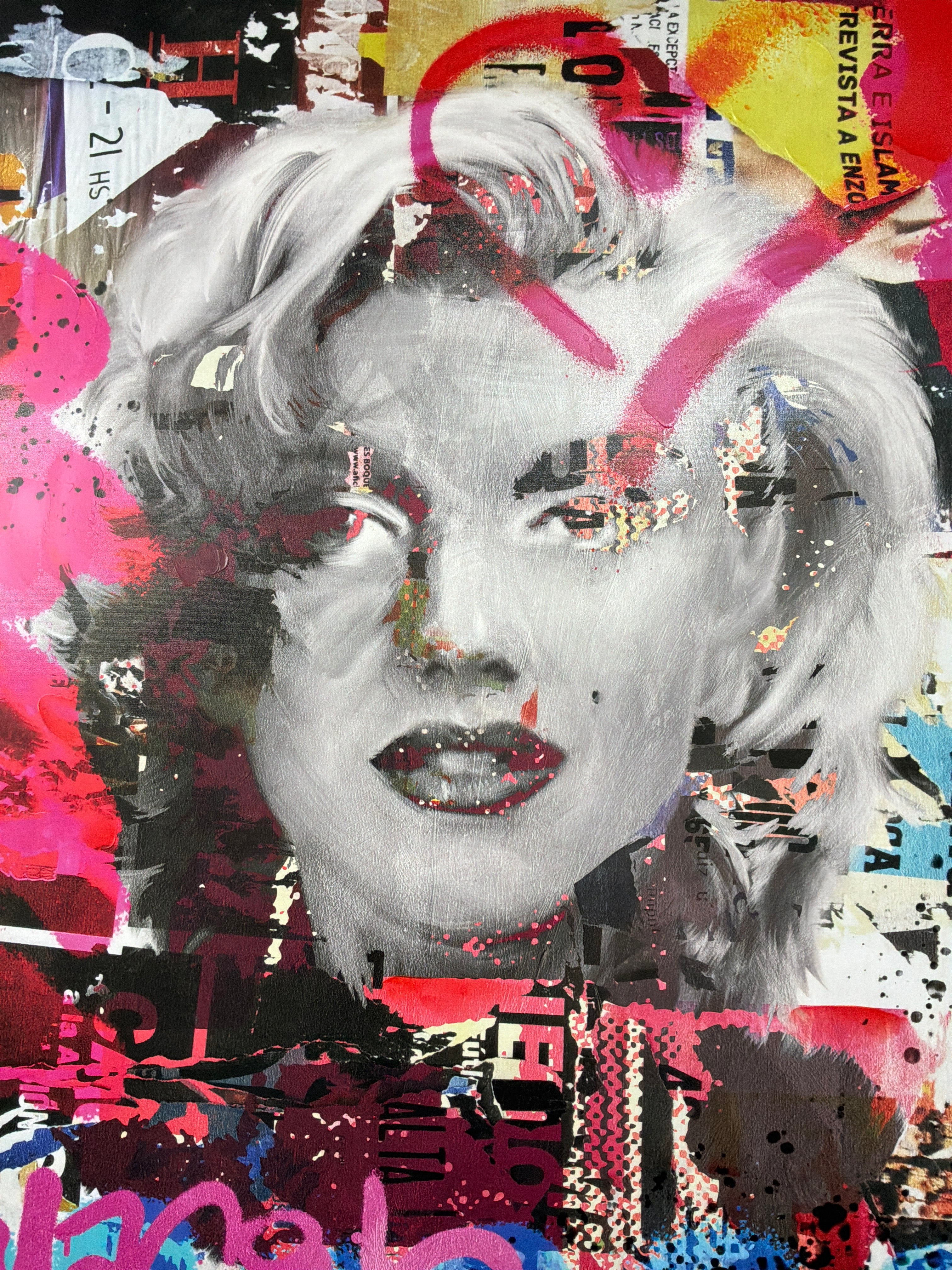 MARILYN MONROE COLLAGE OVERLAID WITH URBAN GRAFFITI