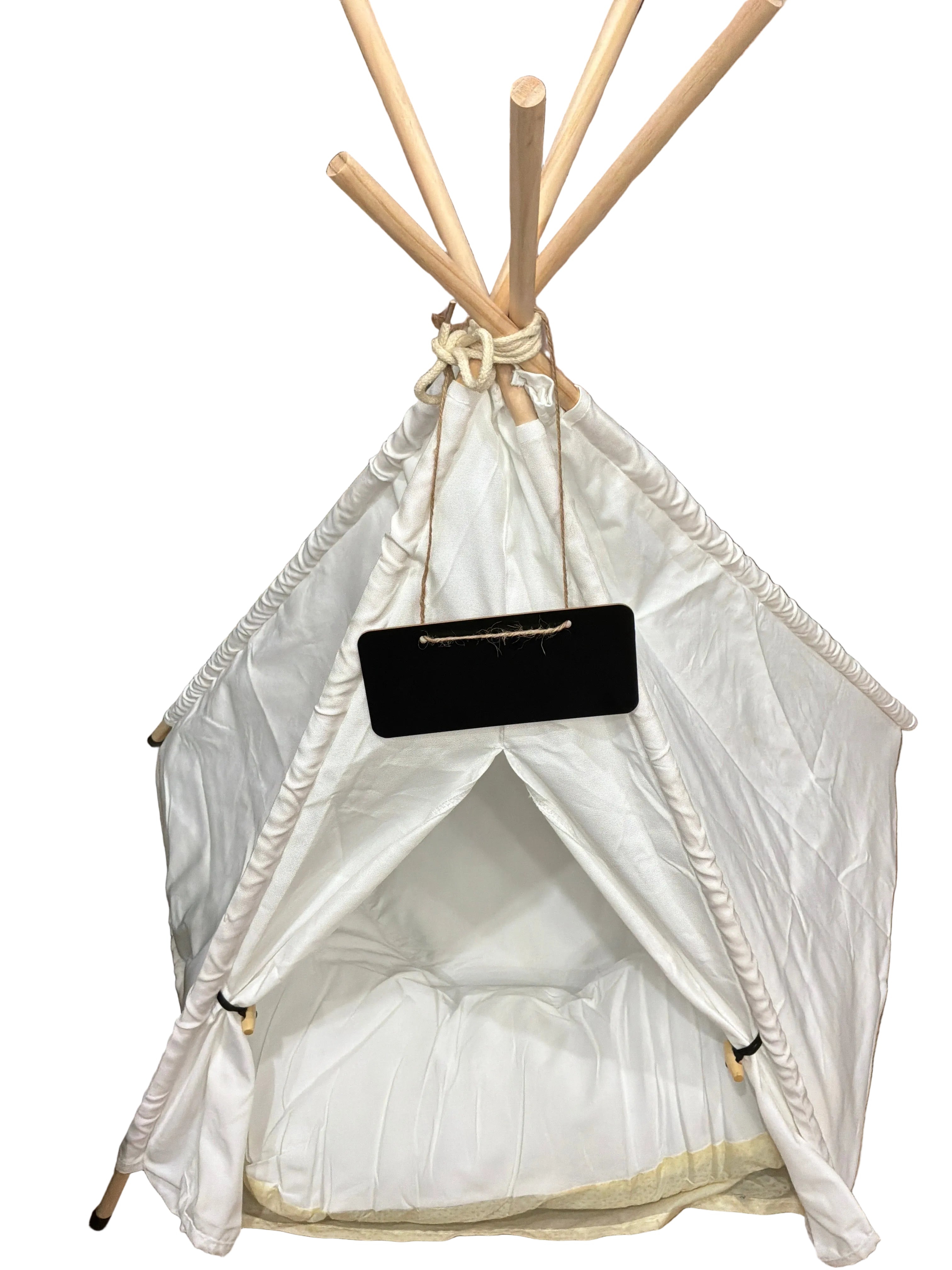 PET TEEPEE WASHABLE WHITE FABRIC W/CUSHION48