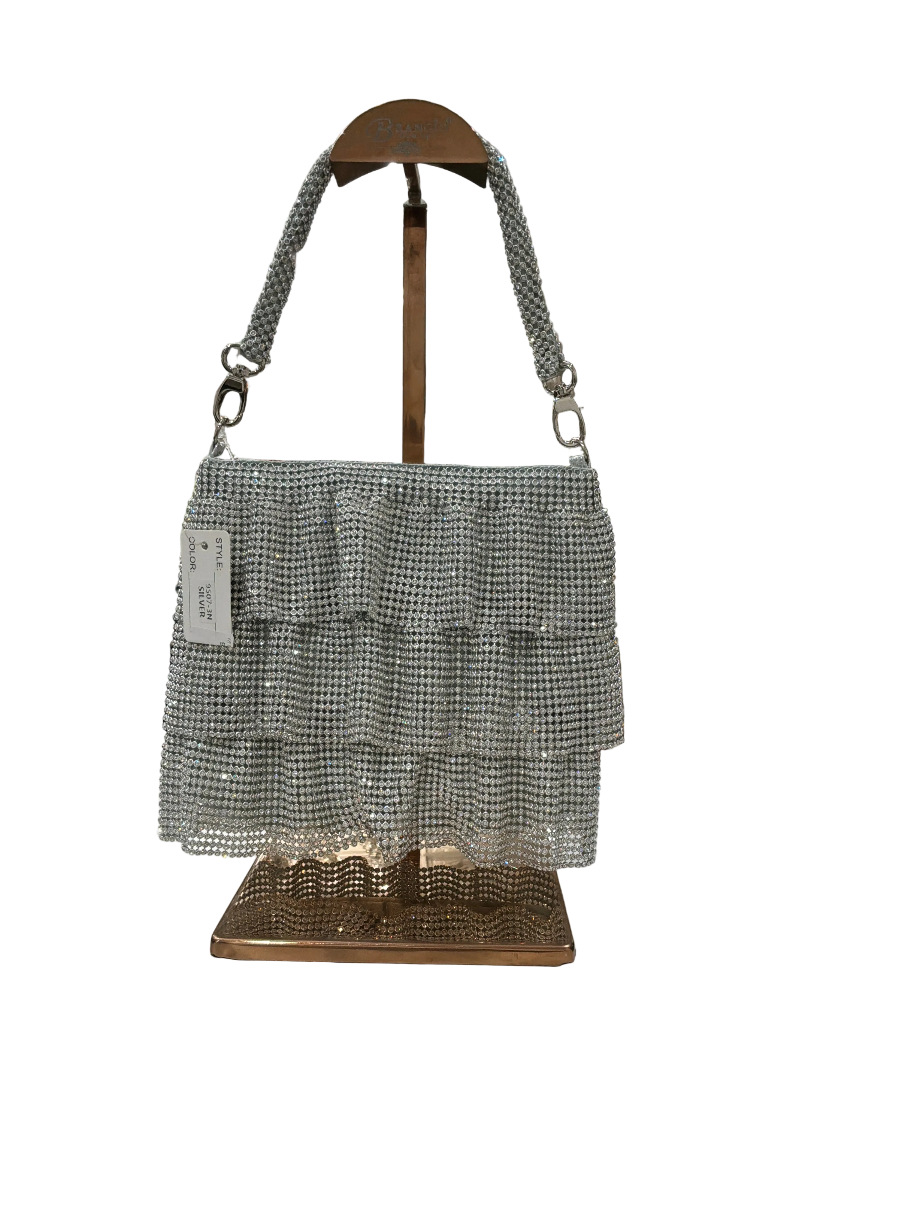 NTT SILVER SEQUENCE RUFFEL MINI SKIRT