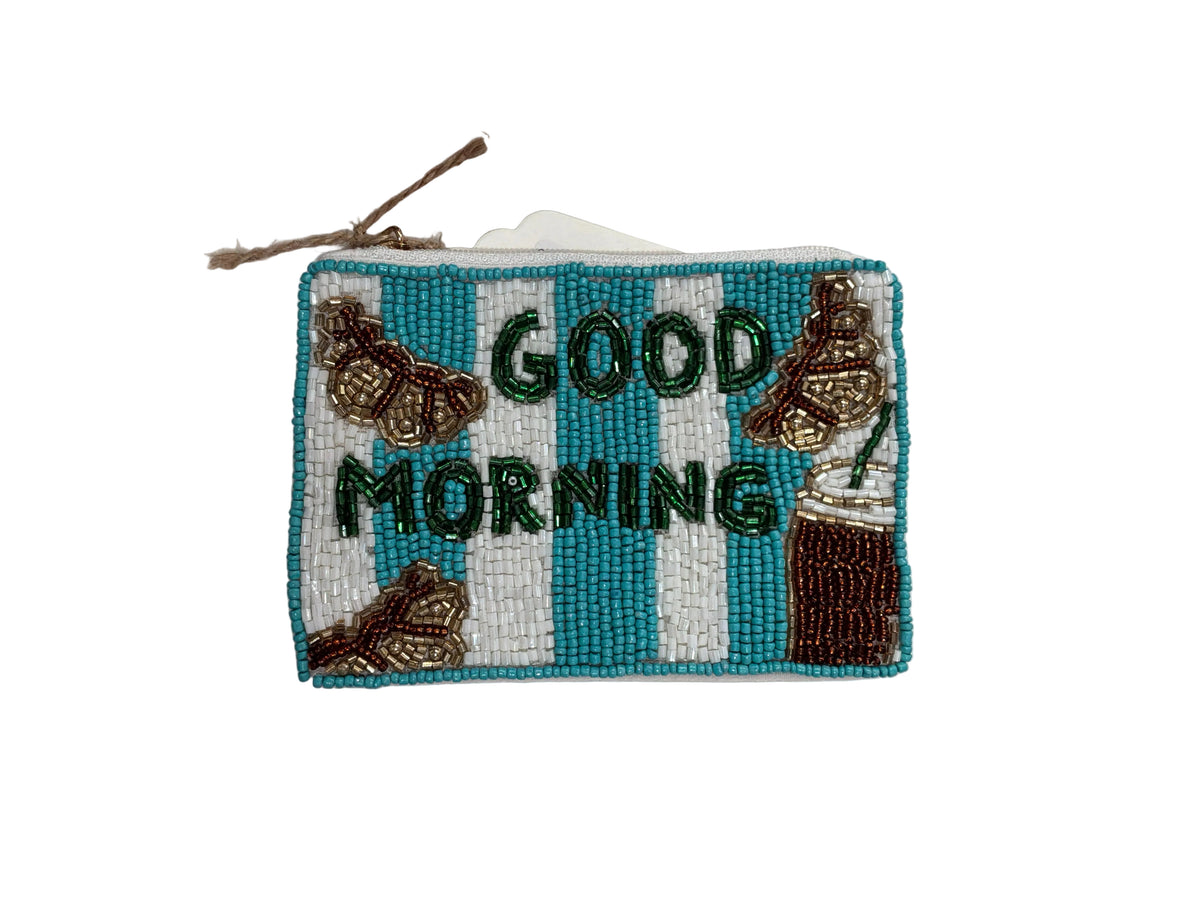 GOOD MORNING TURQUOISE STIPED GLASS & PASTRIES