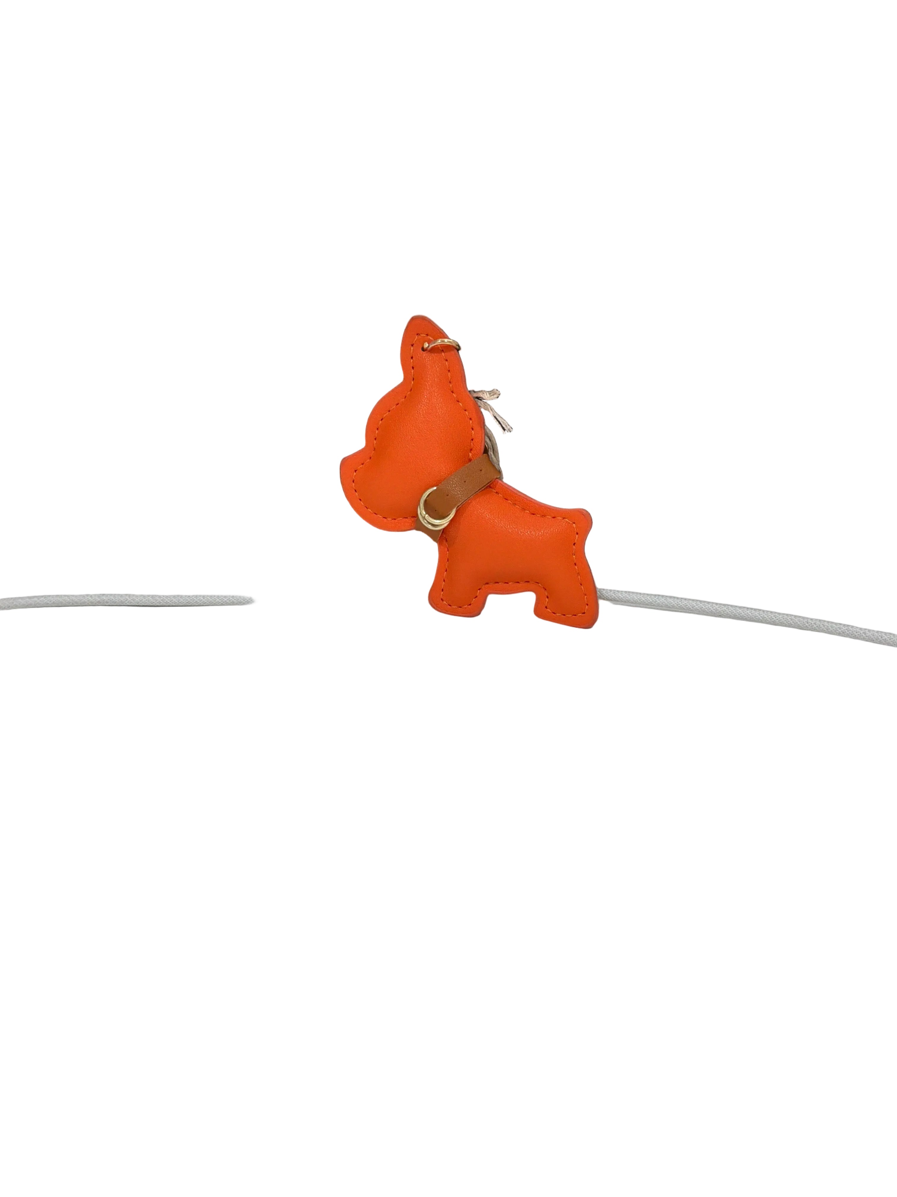 LEATHER ORANGE DOG KEYCHAIN