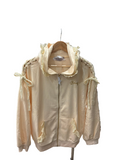 BRANGIO ITALY VINTAGE LACE TRIMMED HOODED ZIP UP