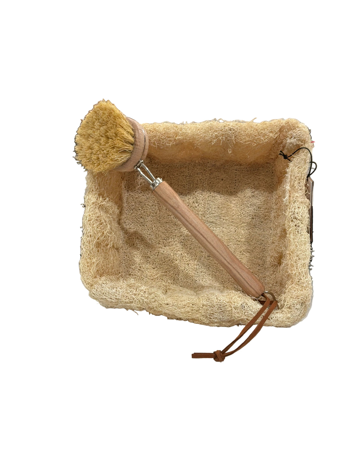 BEECH WOOD DISH BRUSH WITH LEATHER STRAP