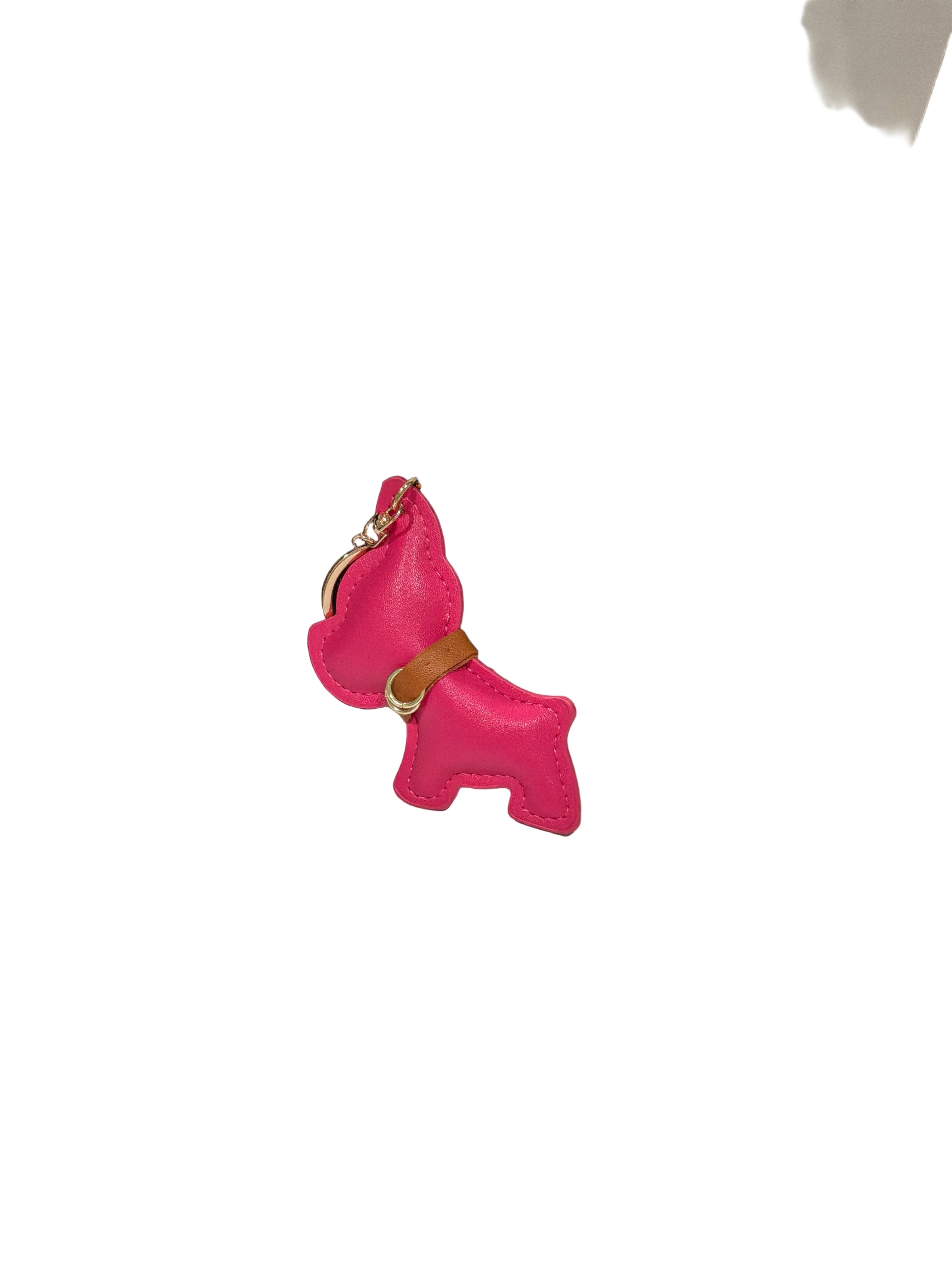 LEATHER HOT PINK DOG KEYCHAING