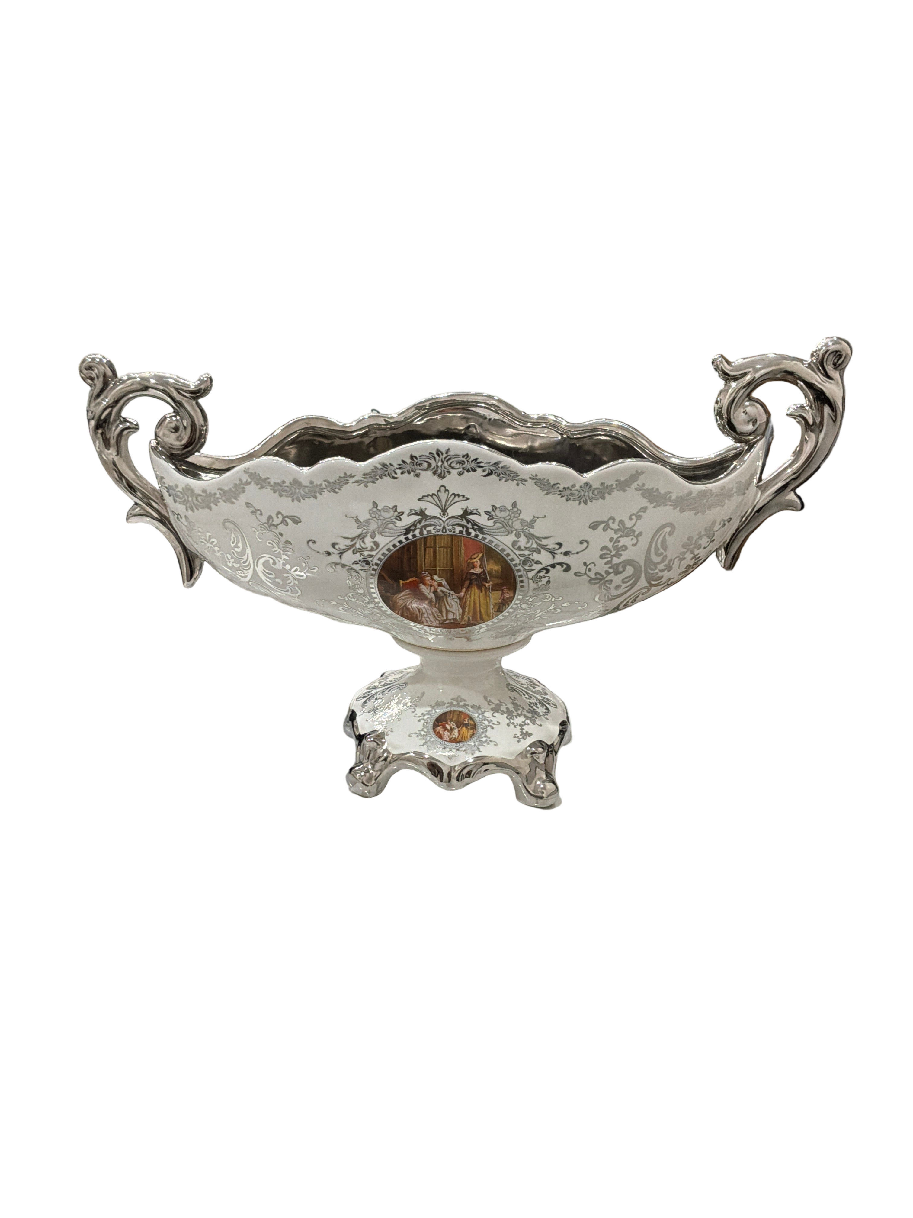 VASE OPEN SILVER/WH WIDE LADYMAIDS