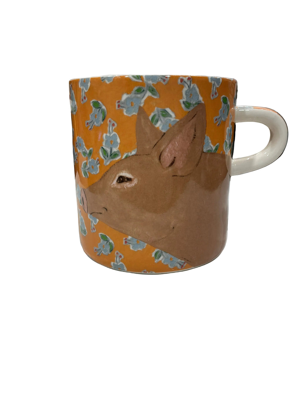 STONEWARE MUG WITH PATTERN & ANIMAL IMAGES 4-STYLES