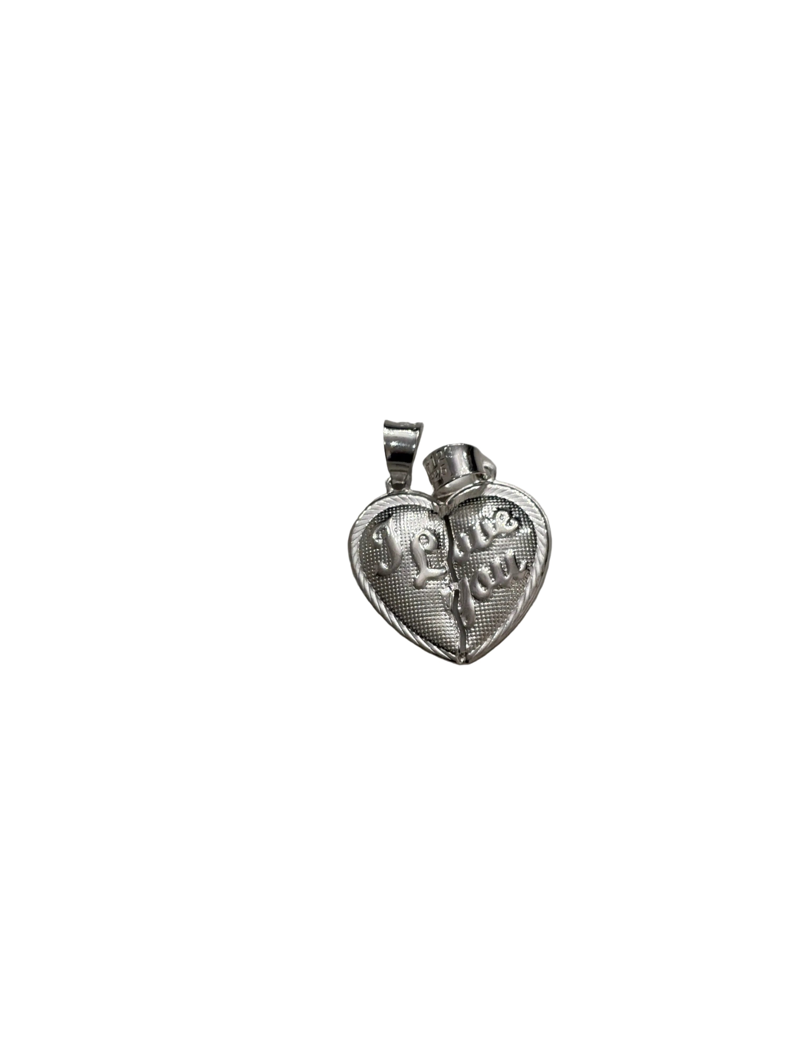 STERLING SILVER "TE AMO" HEART SPLIT PENDANT