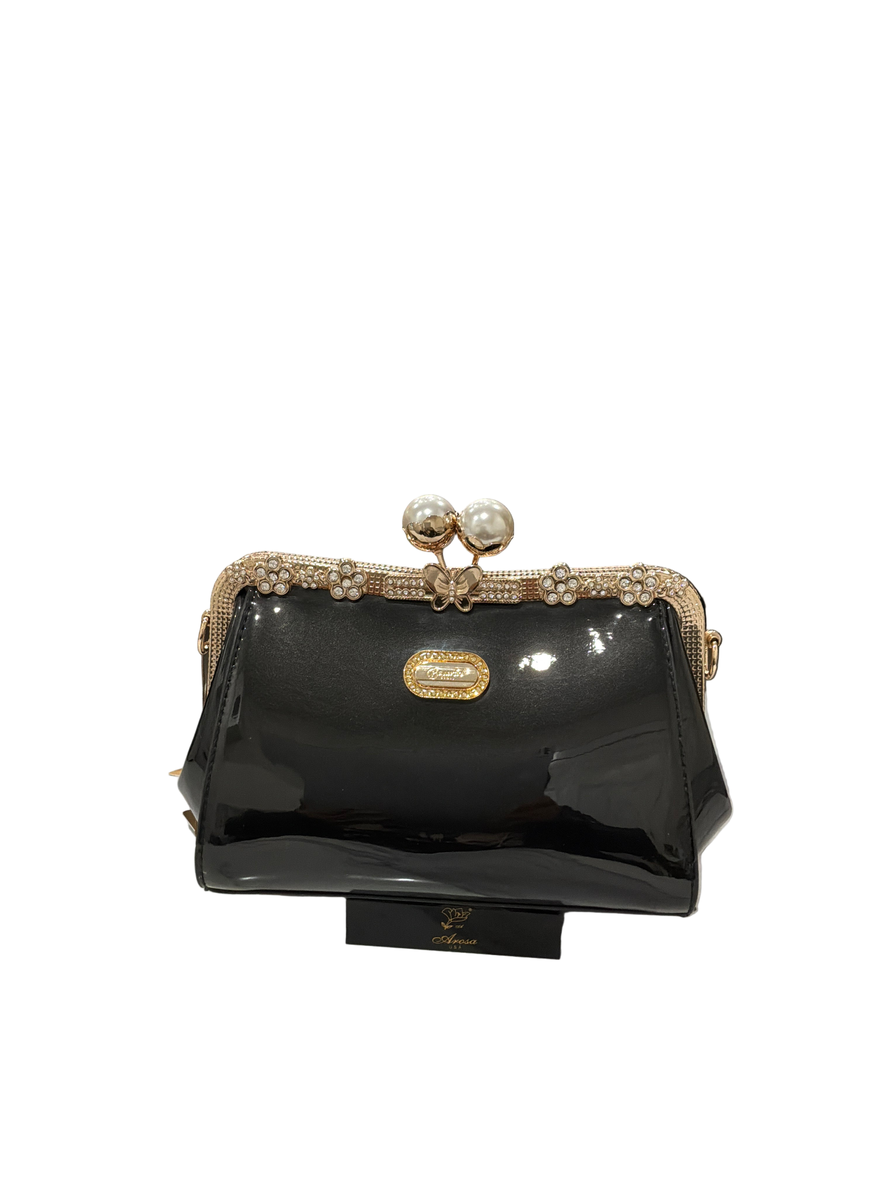 BRANGIO BK ELEGANCE CLUTCH W/PEARL KISS LOCK