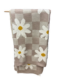COTTON KNIT BABY BLANKET W/ CHECK PATTERN